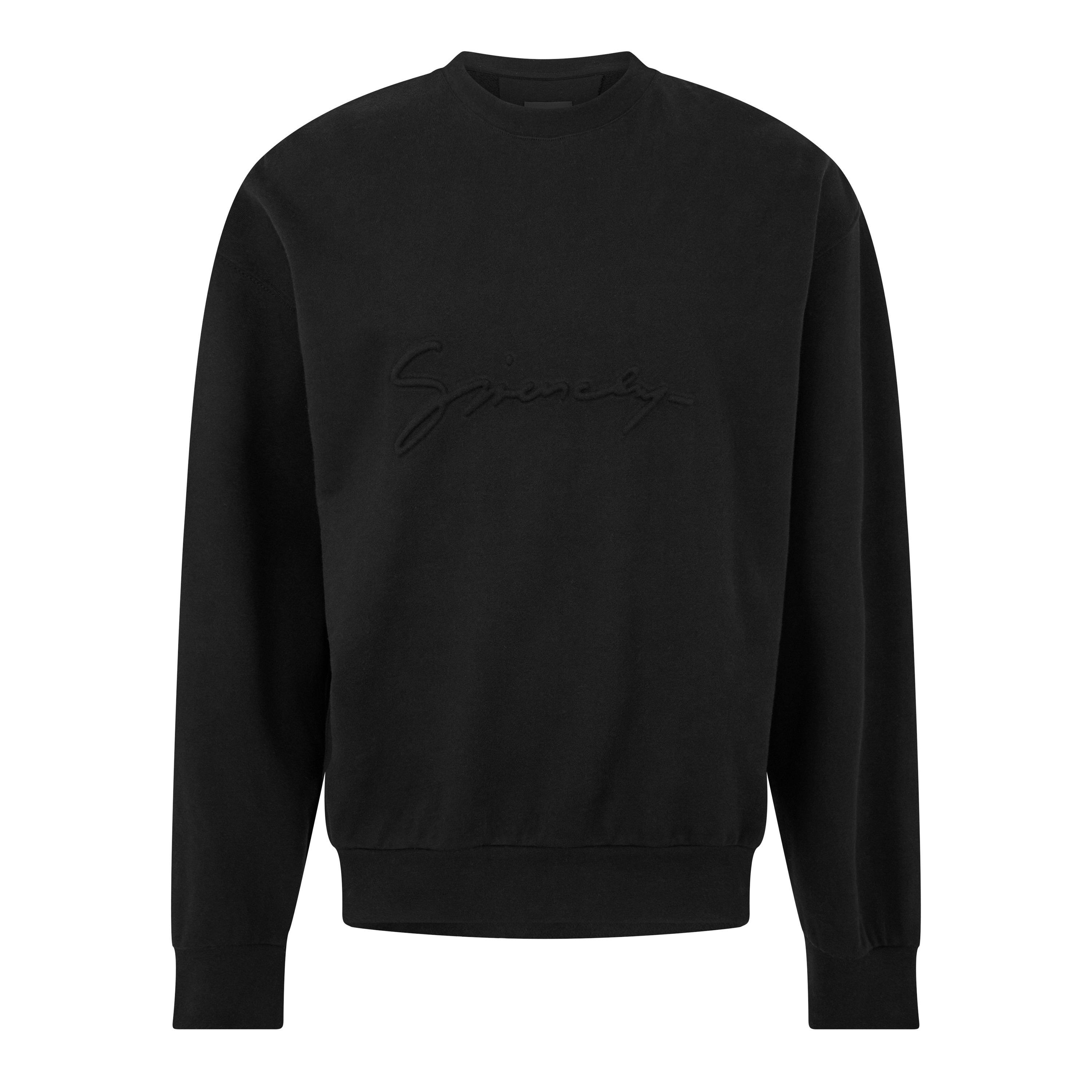 Black - GIVENCHY - Men's Logo Signature Relaxed Fit Crew Sweatshirt - 1