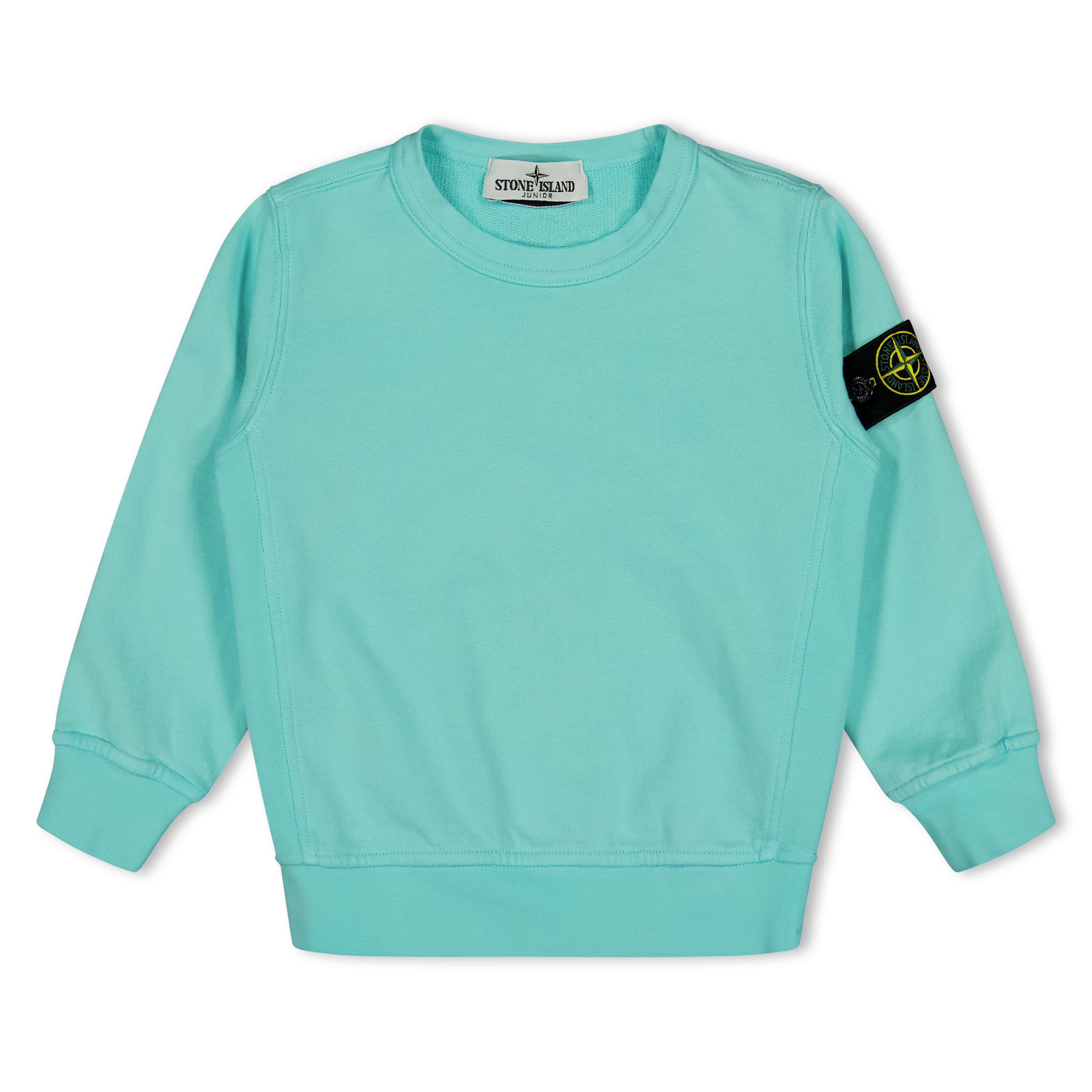 Stone Island Kids' Badge Crew Sweatshirt - Aqua V0044 - 12 Years