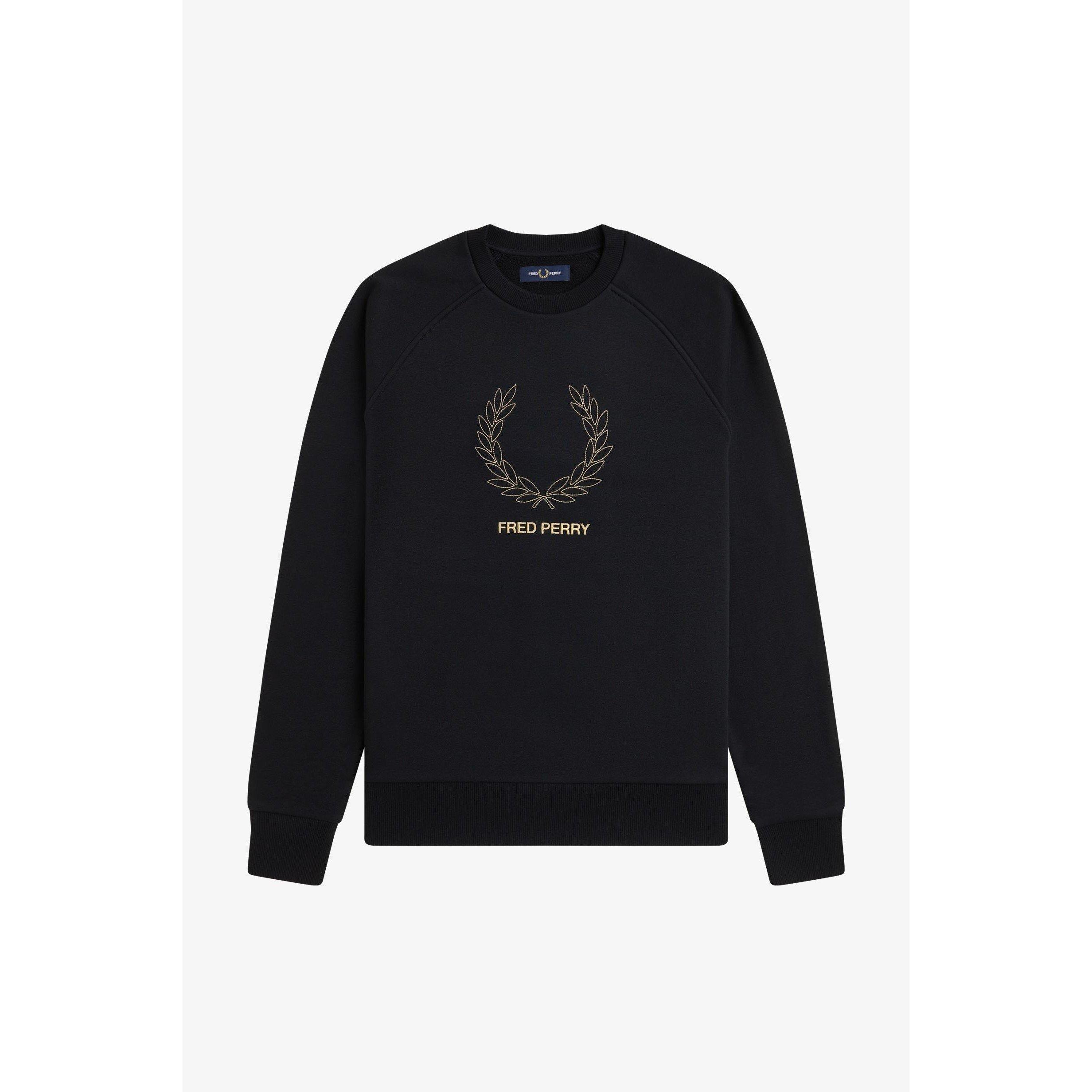 Fred Perry Men's Mid Logo Crew Sweatshirt - Black 102 - M
