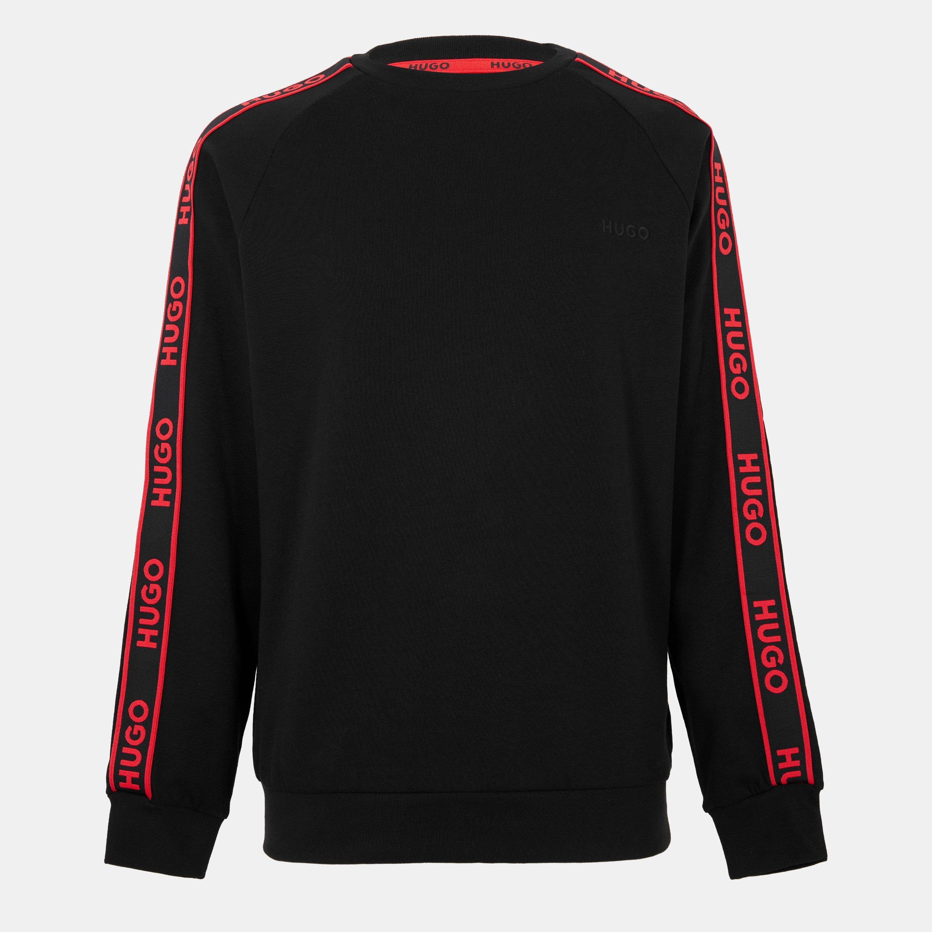 Hugo Mens HUGO Liam Crew Sweatshirt with Logo Tape Detail - Black - Large