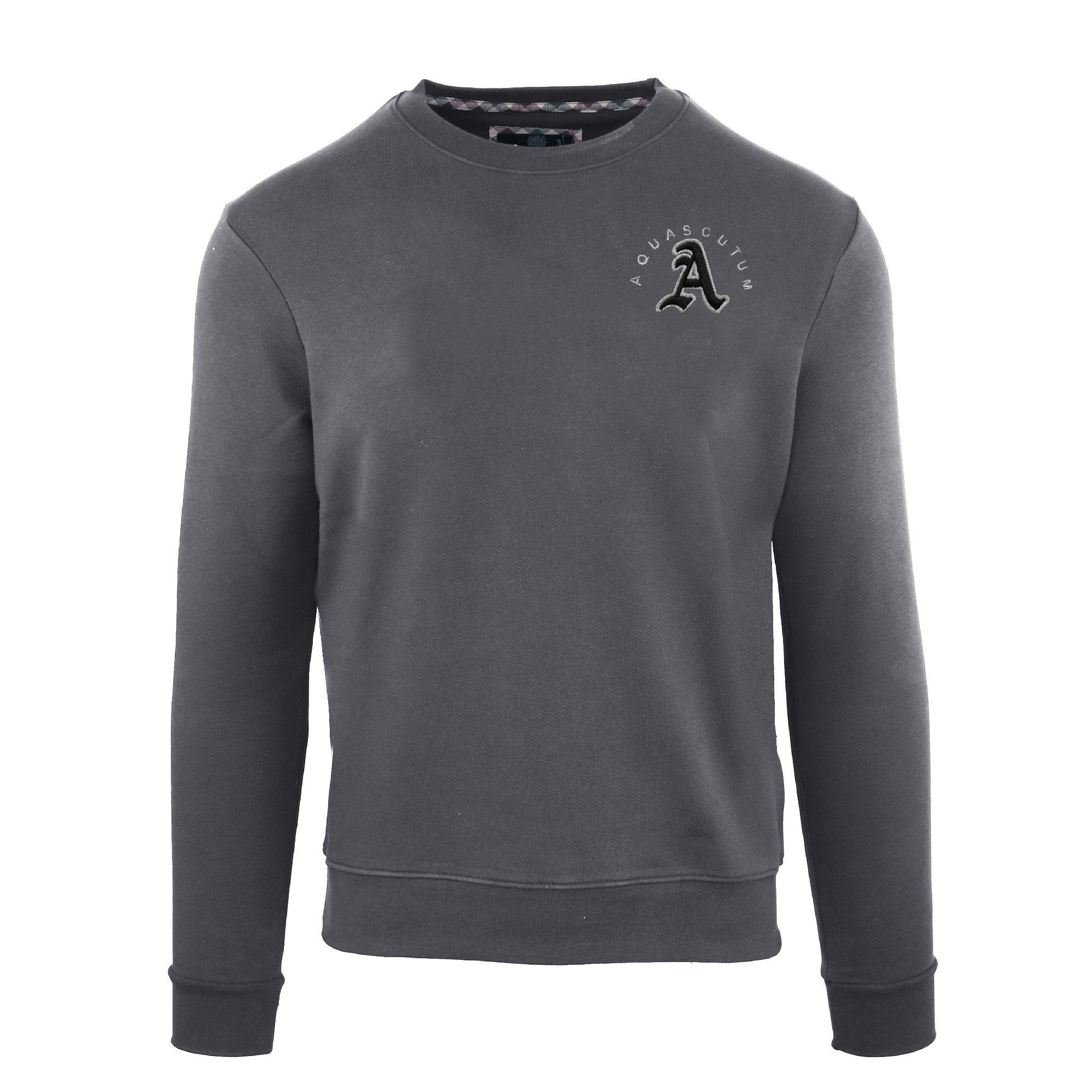 Aquascutum Men's Round Neck Crew Sweatshirt - Antracite - Small