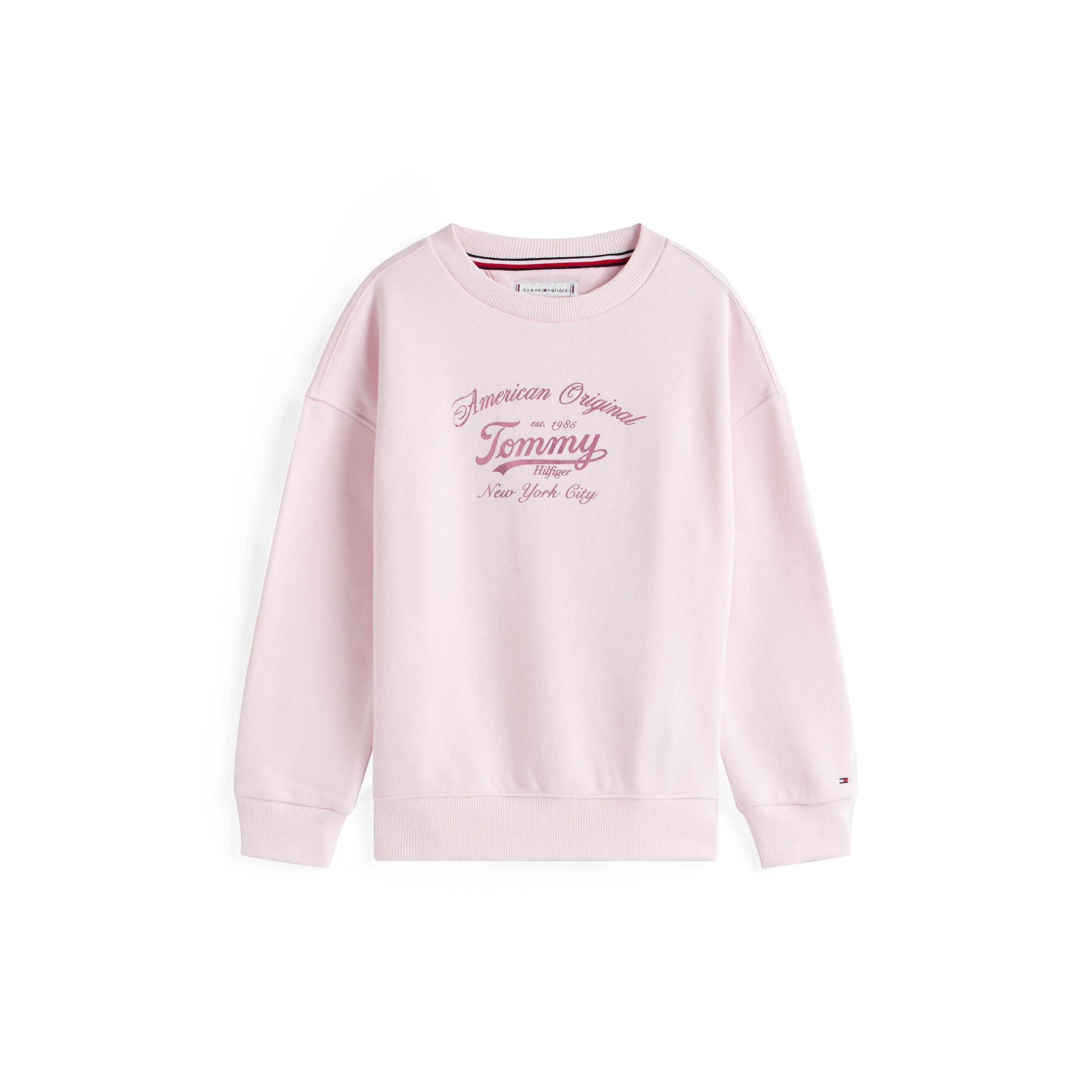 Tommy Hilfiger Girls Kids' Script Logo Long Sleeve Crew Sweatshirt - Light Pink Tog - 14Y