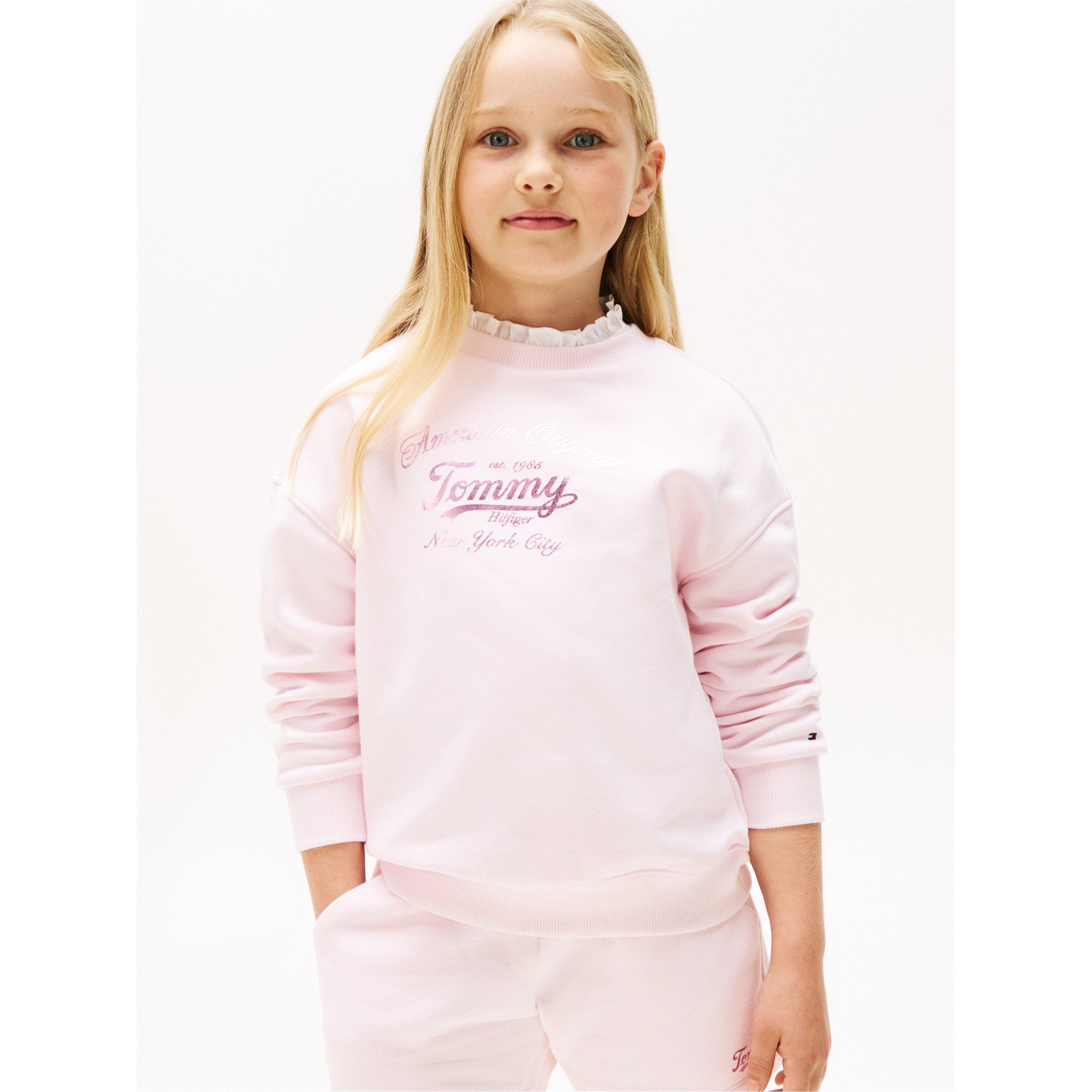 Light Pink TOG - Tommy Hilfiger - Kids' Script Logo Long Sleeve Crew Sweatshirt - 2
