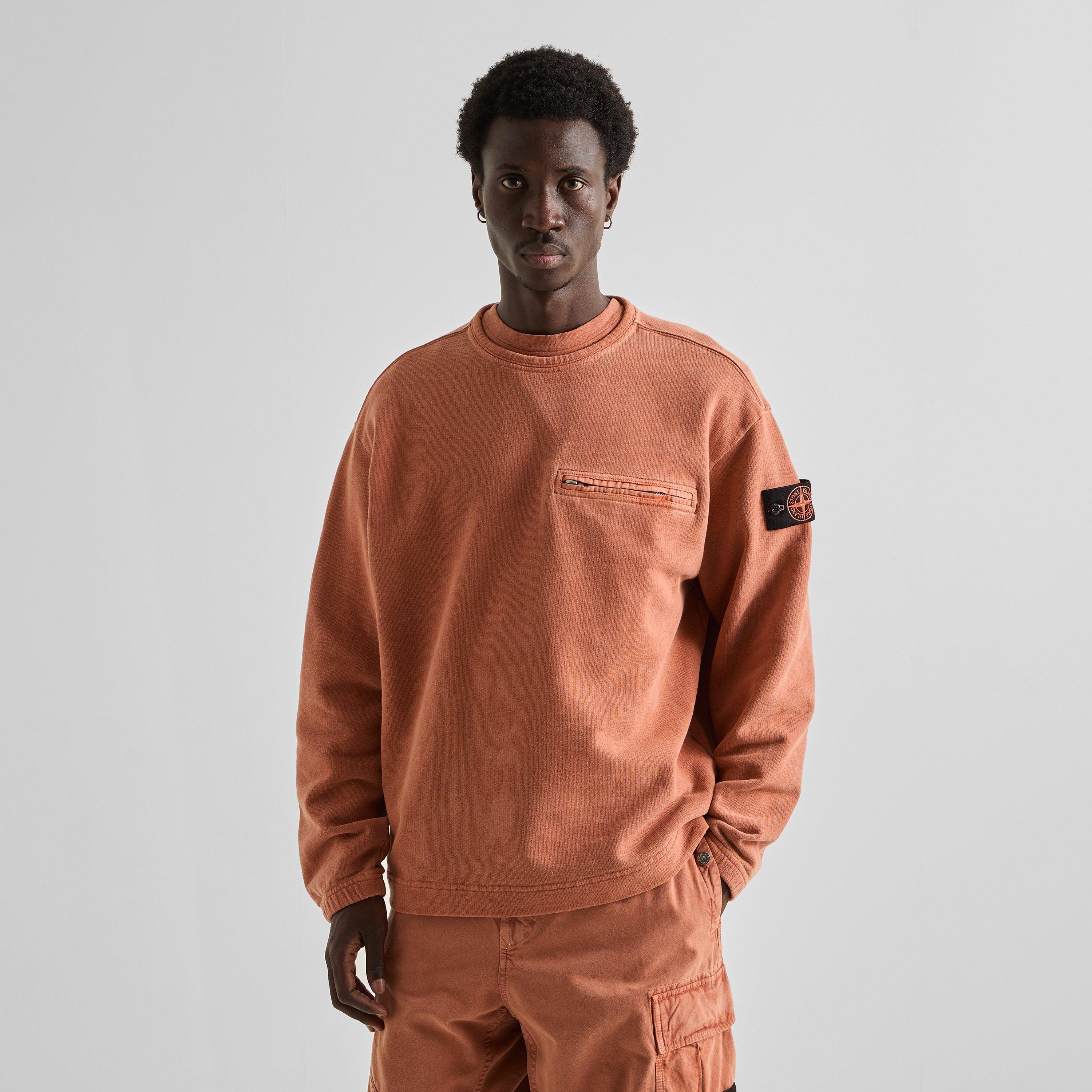 Brick Red V0015 - Stone Island - Men's Cotton Crew Sweater - 3