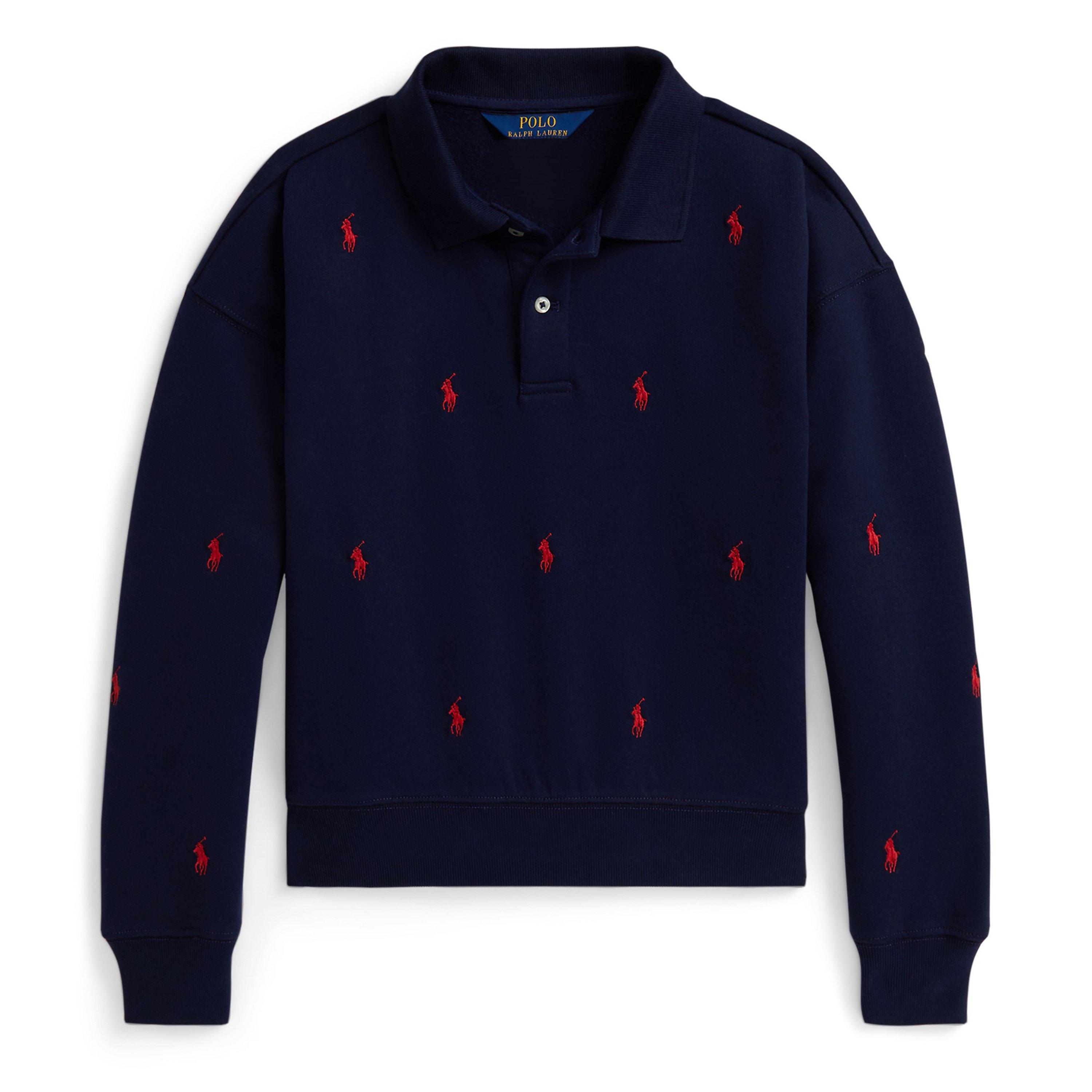 Polo Ralph Lauren Kids' Logo Cotton-Mix Relaxed Fit Crew Sweatshirt - Navy - Size 7Y/S