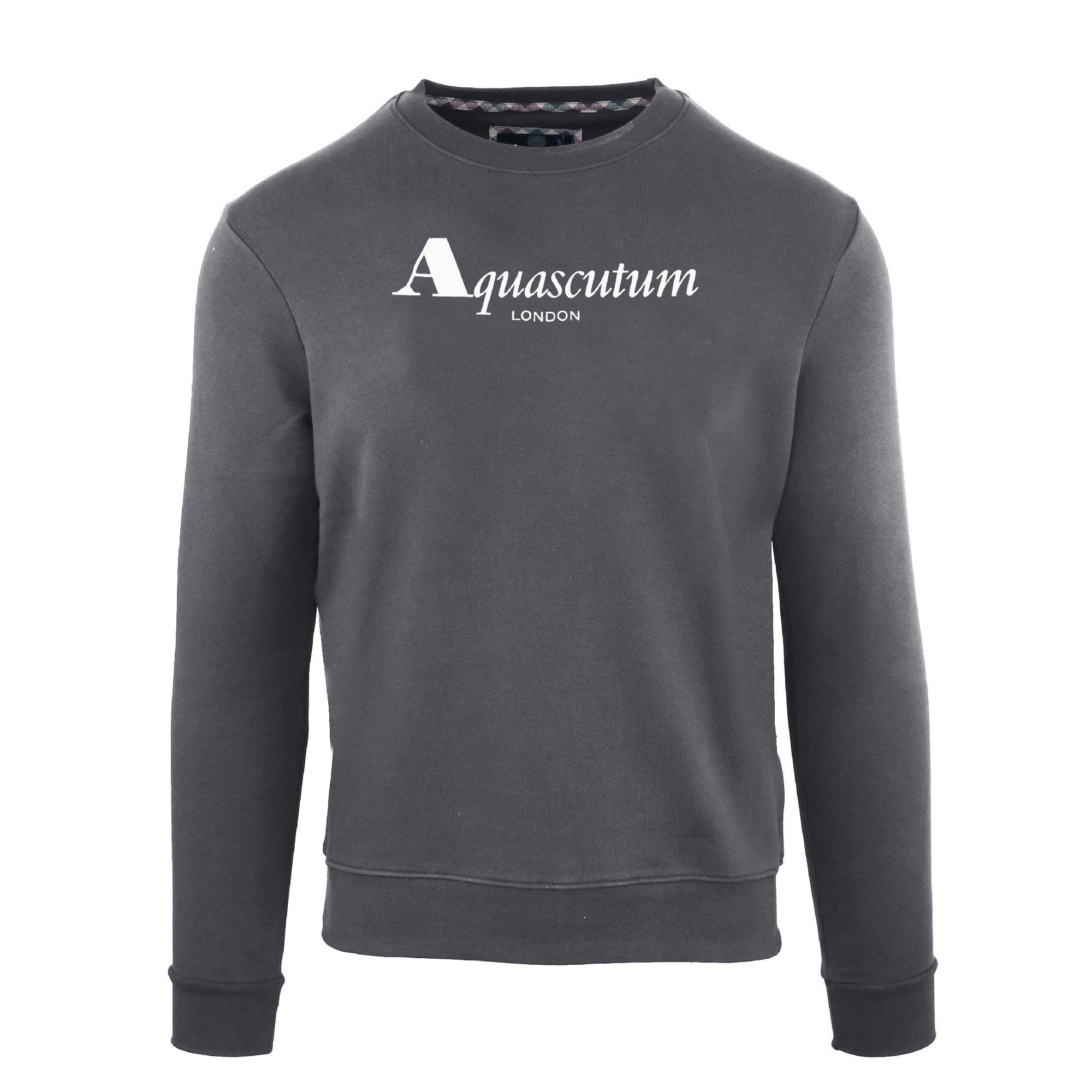 Aquascutum Men's Round Neck Crew Sweatshirt - Antracite - Large