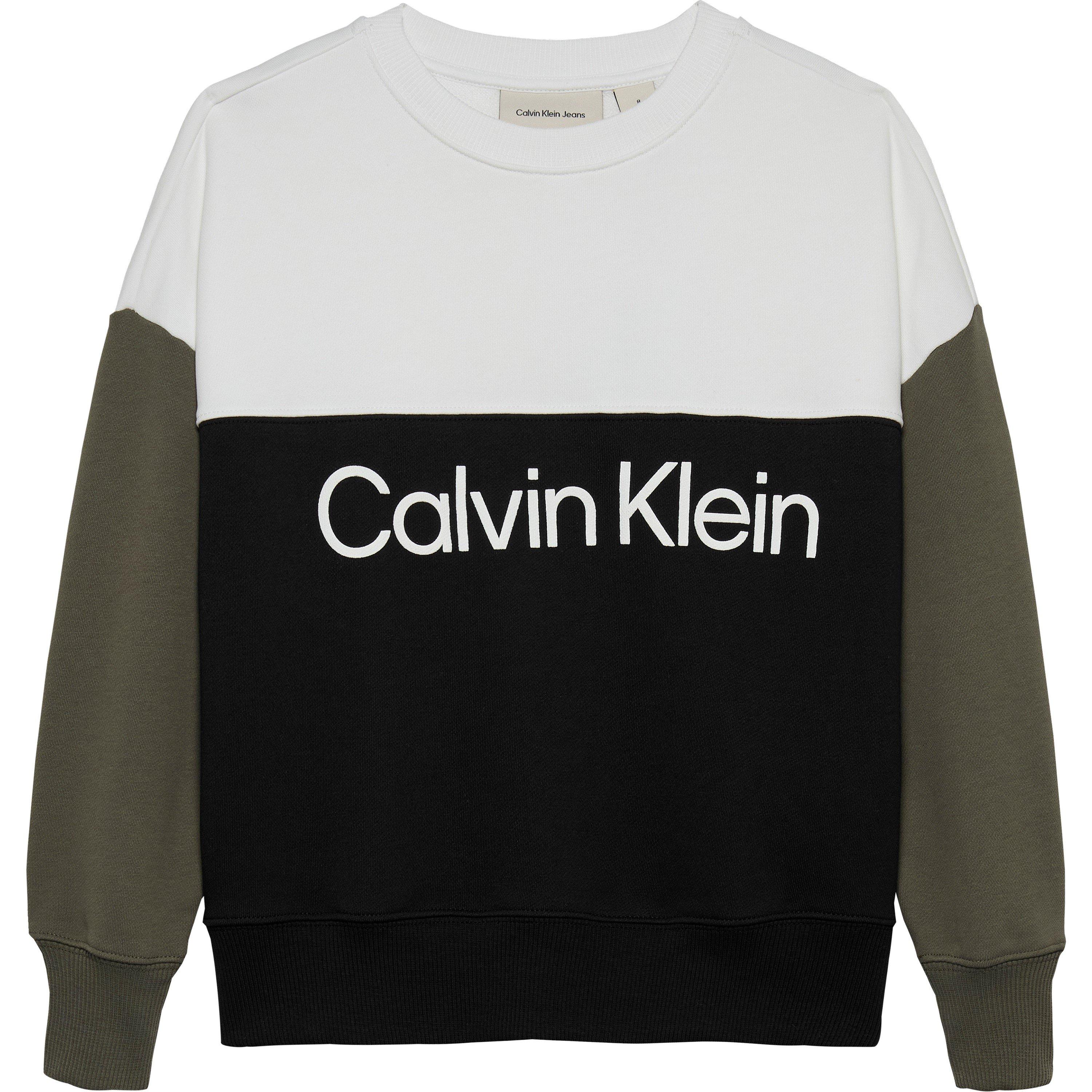 Blk/Grn/Wht BEH - Calvin Klein Jeans - Kids' Block Relaxed Fit Crew Sweatshirt - 1