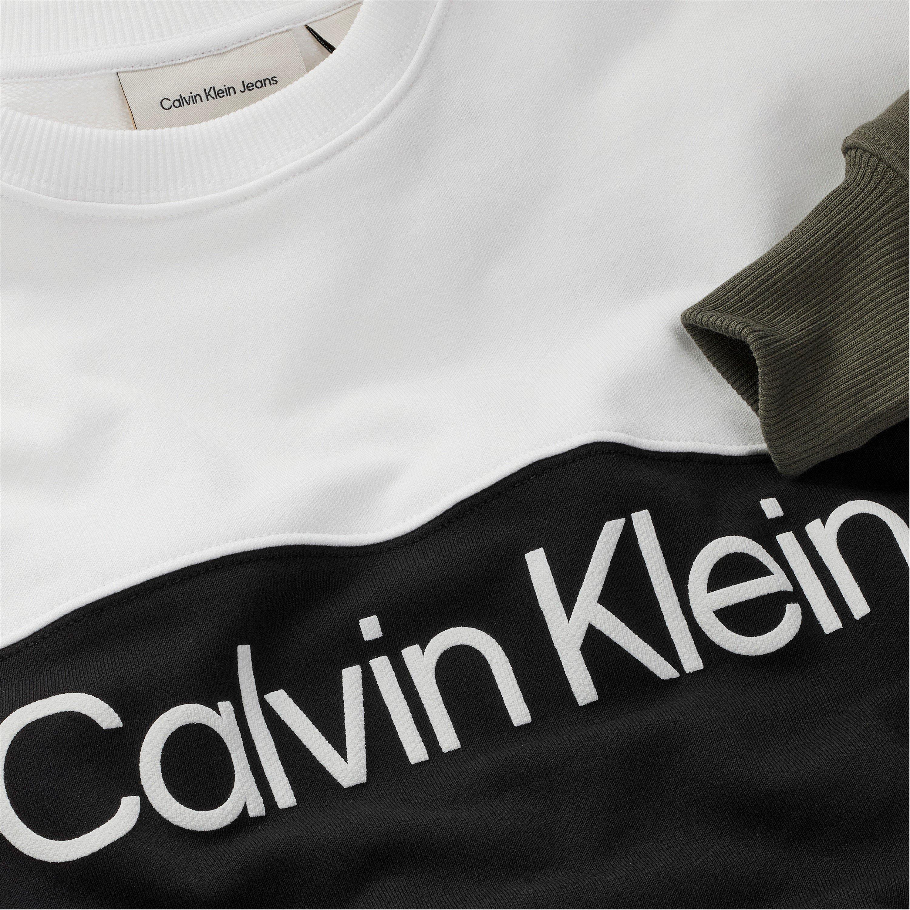 Blk/Grn/Wht BEH - Calvin Klein Jeans - Kids' CKJ Block Crew Sweatshirt - 2