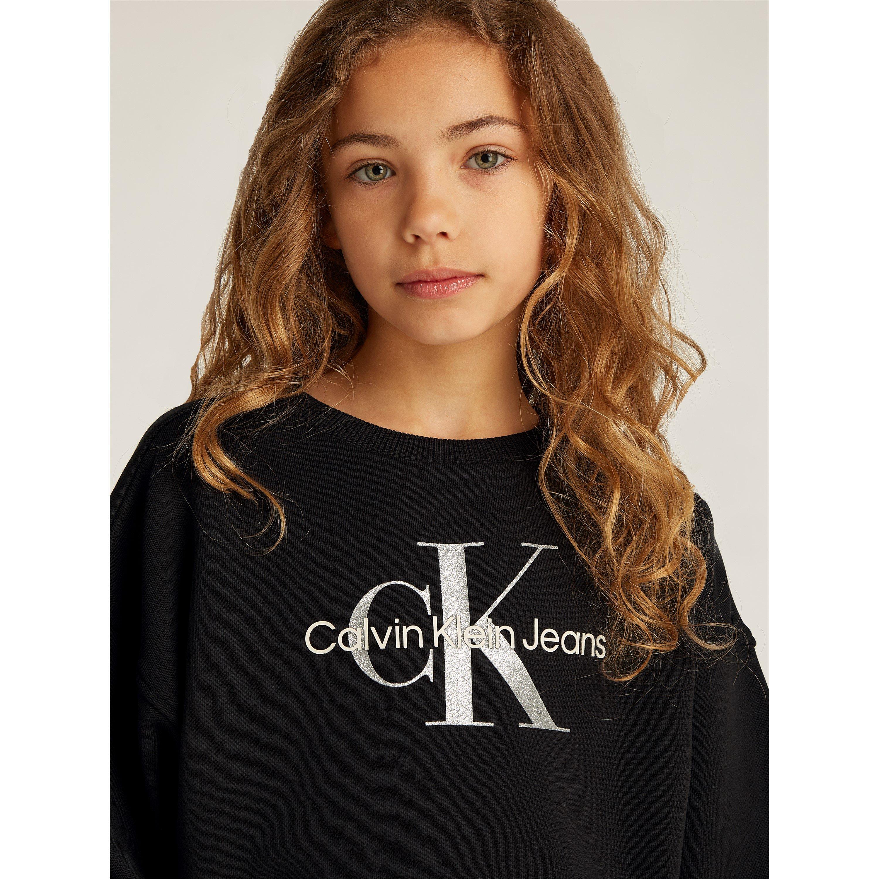 CK Black BEH - Calvin Klein Jeans - Kids' Glitter Monologo Cotton Sweatshirts - 4