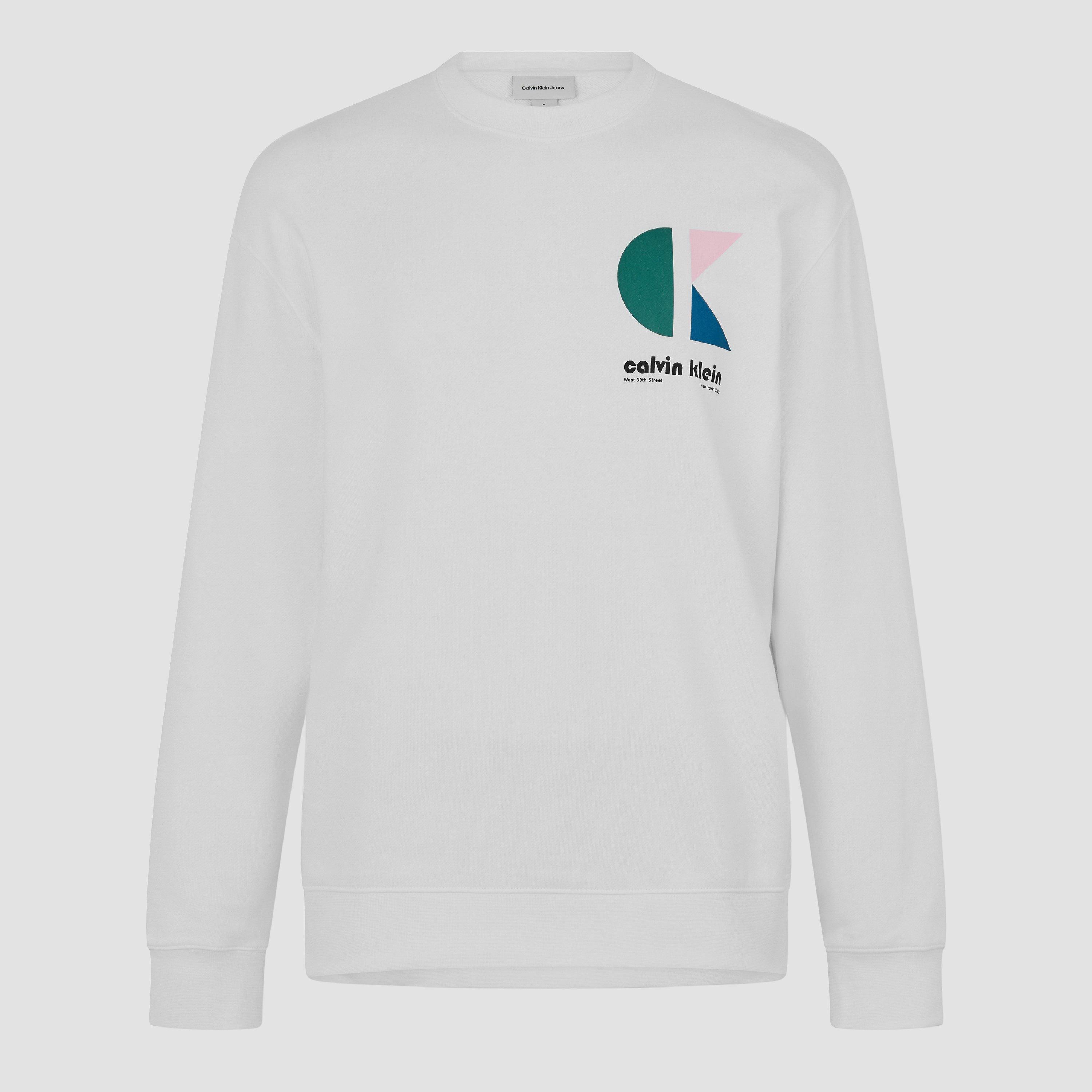 Calvin Klein Jeans Men's Bauhaus Relaxed Fit Crew Sweatshirt - Bright White - XS