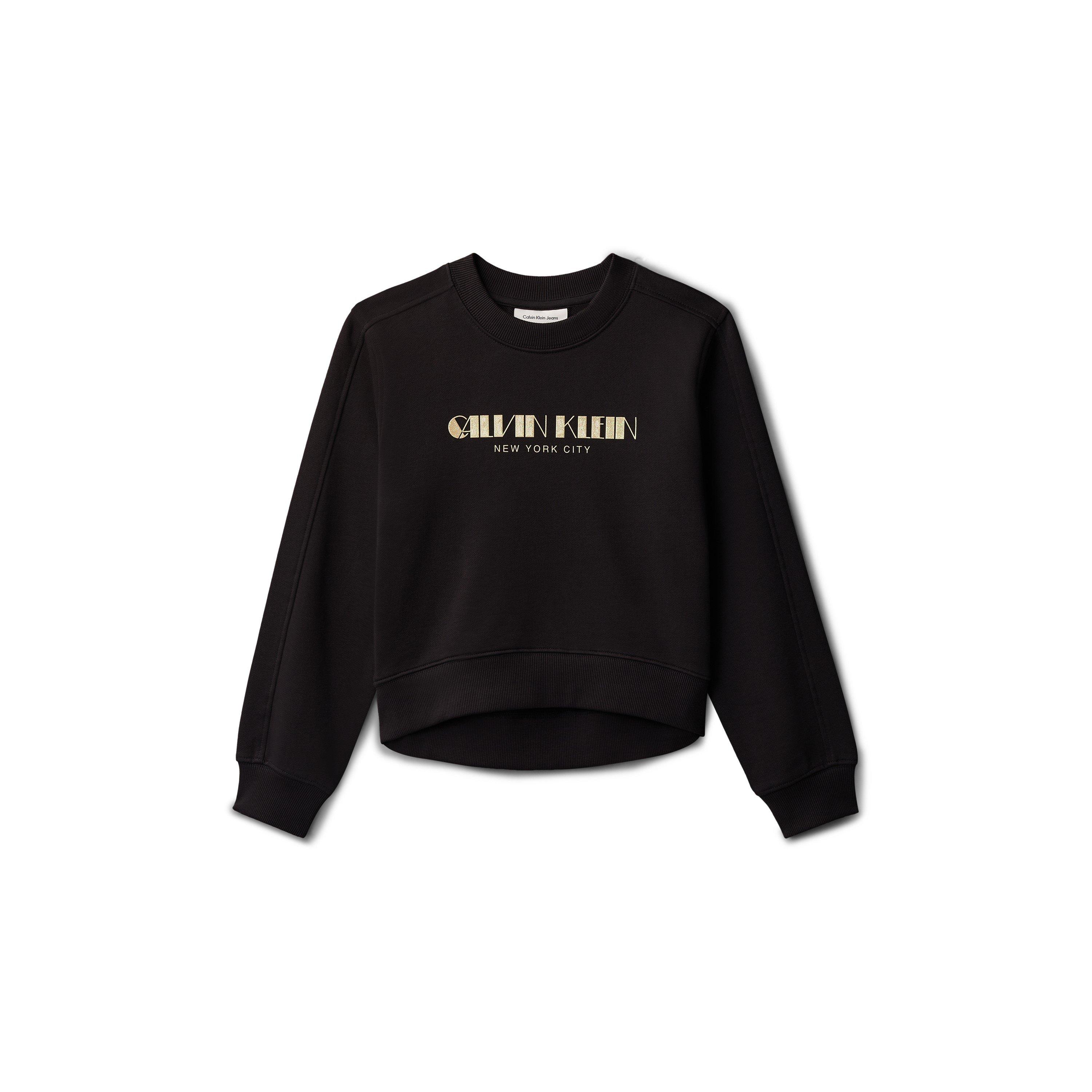 Calvin Klein Jeans Girls Kids' Glitter Crew Sweatshirt - Ck Black - 10Y