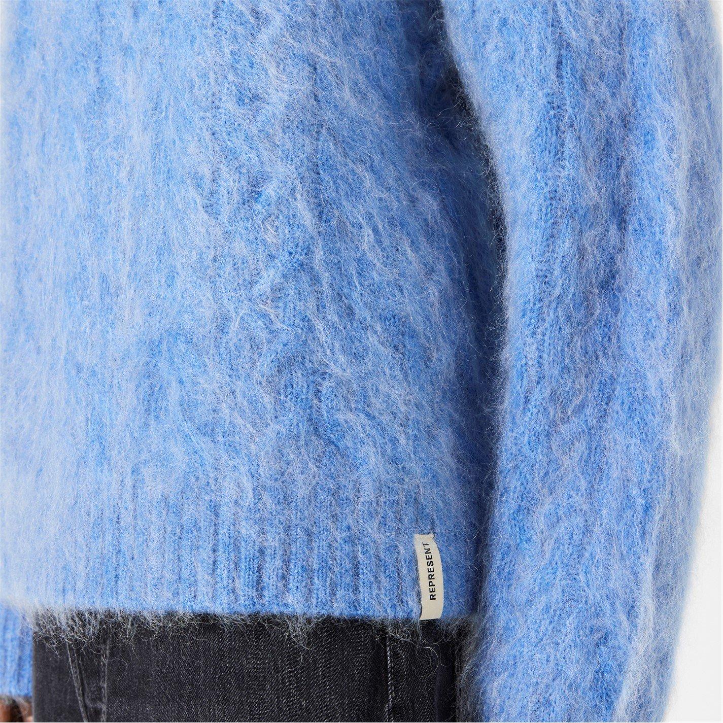Electric Blue - Represent - Men's Textured Knit Contemporary Fit Crew Sweatshirt - 3