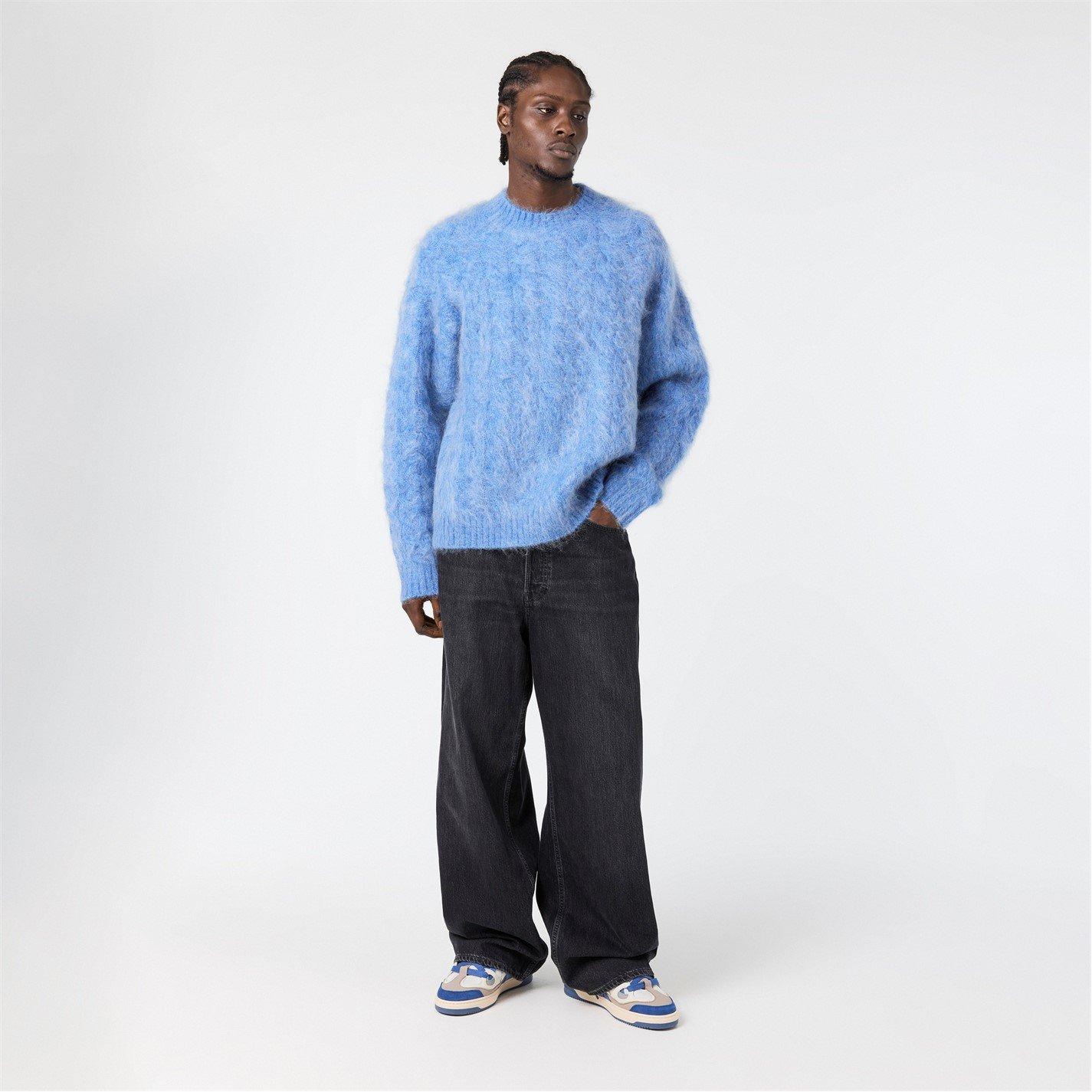 Electric Blue - Represent - Men's Textured Knit Contemporary Fit Crew Sweatshirt - 4