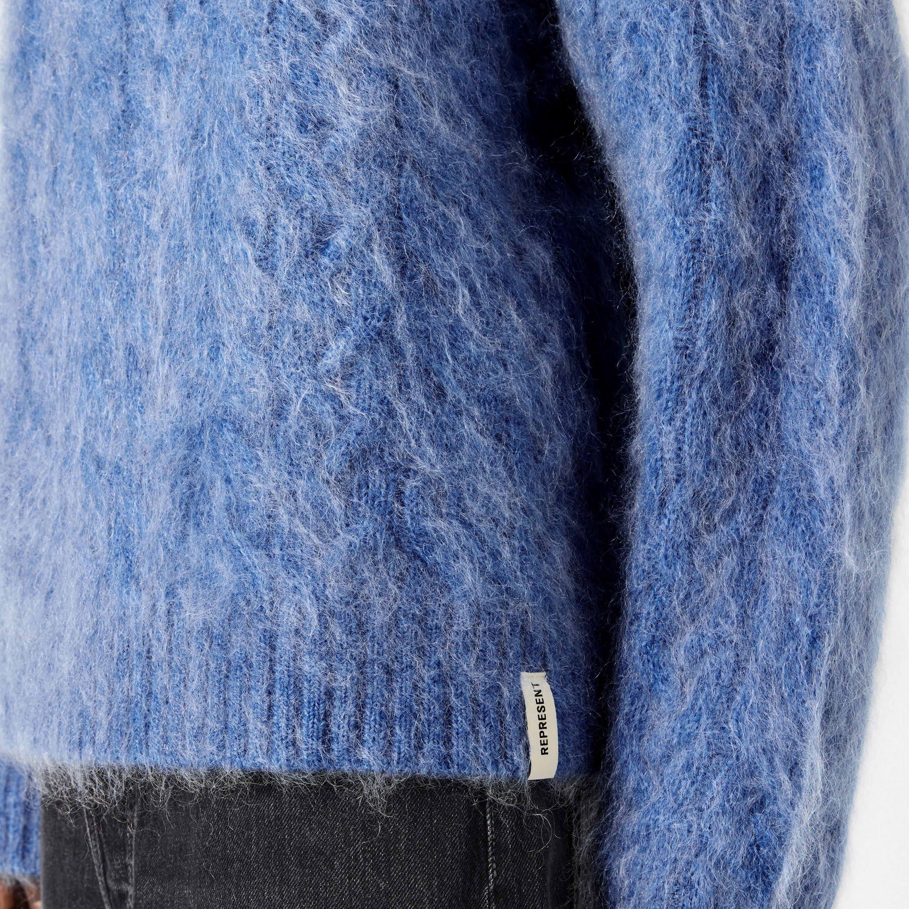 Electric Blue - Represent - Men's Textured Knit Contemporary Fit Crew Sweatshirt - 5
