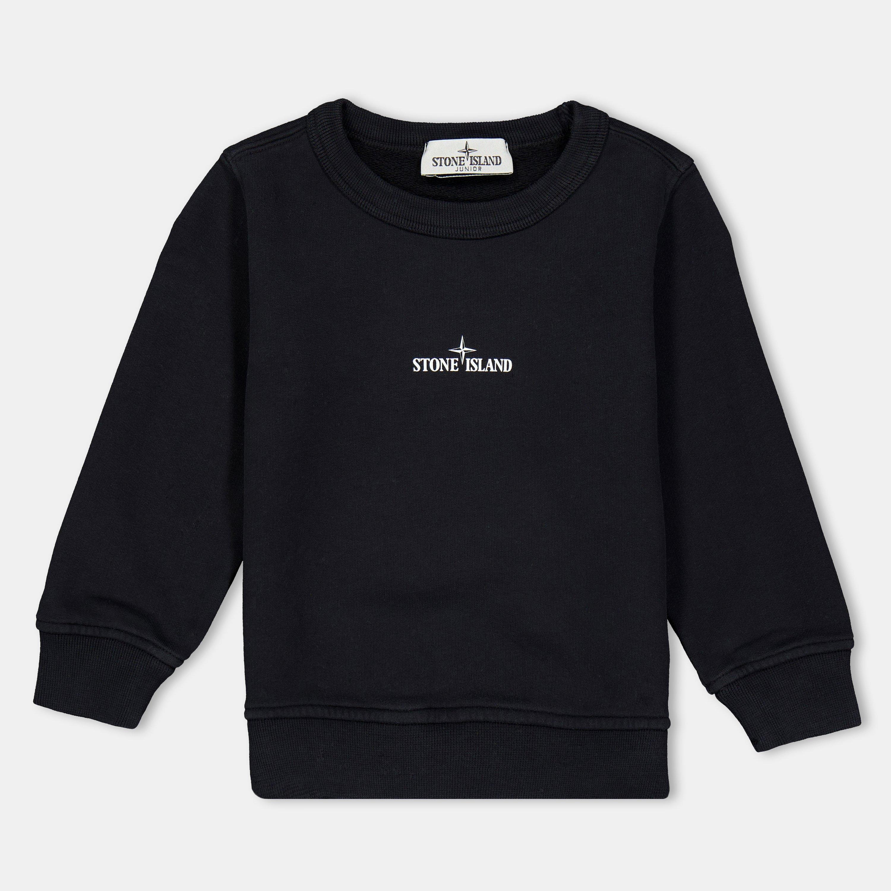 Stone Island Kids' Compass Ribbed Crew Sweatshirt - Black V0029 - 12 Years