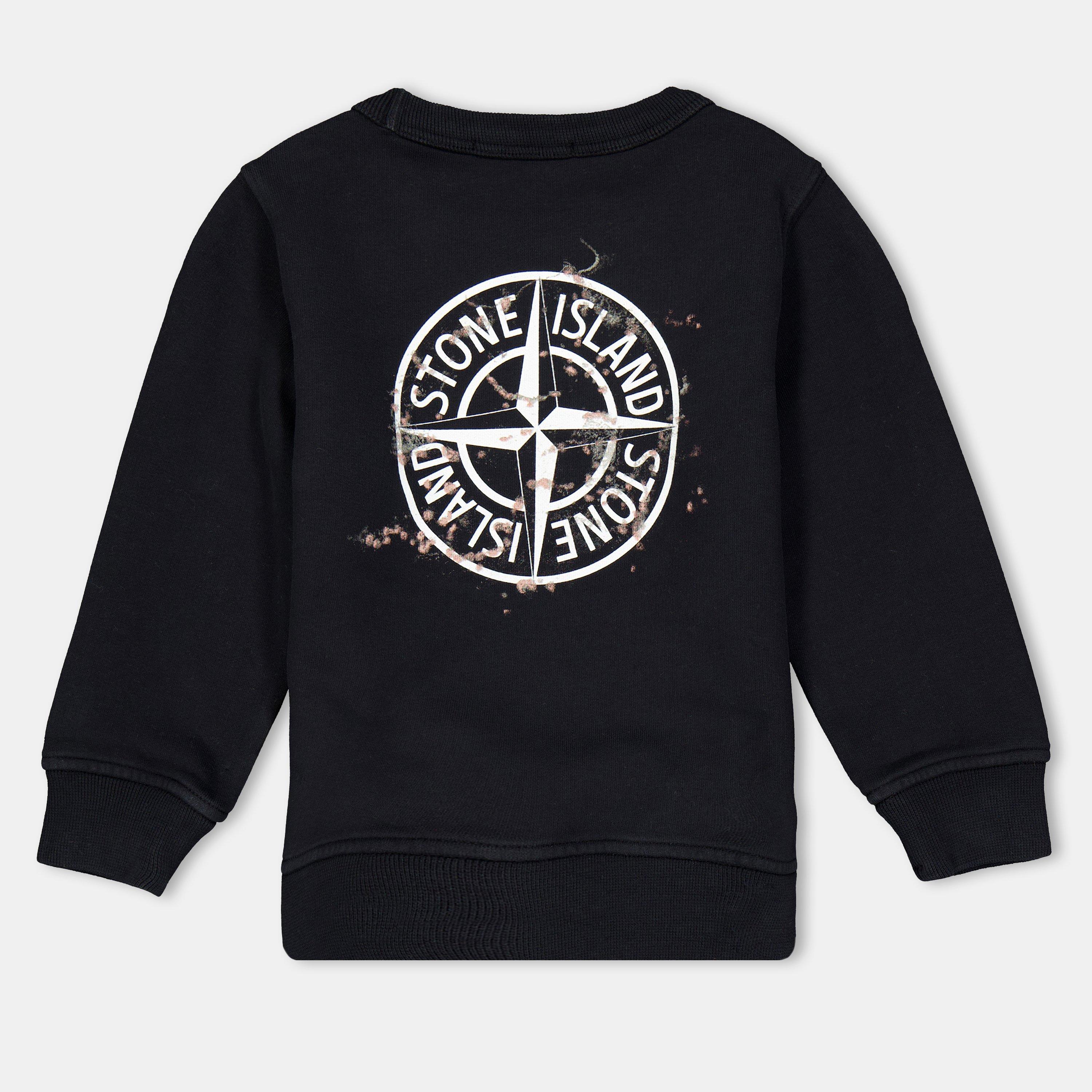 Black V0029 - Stone Island - Kids' Compass Ribbed Crew Sweatshirt - 2