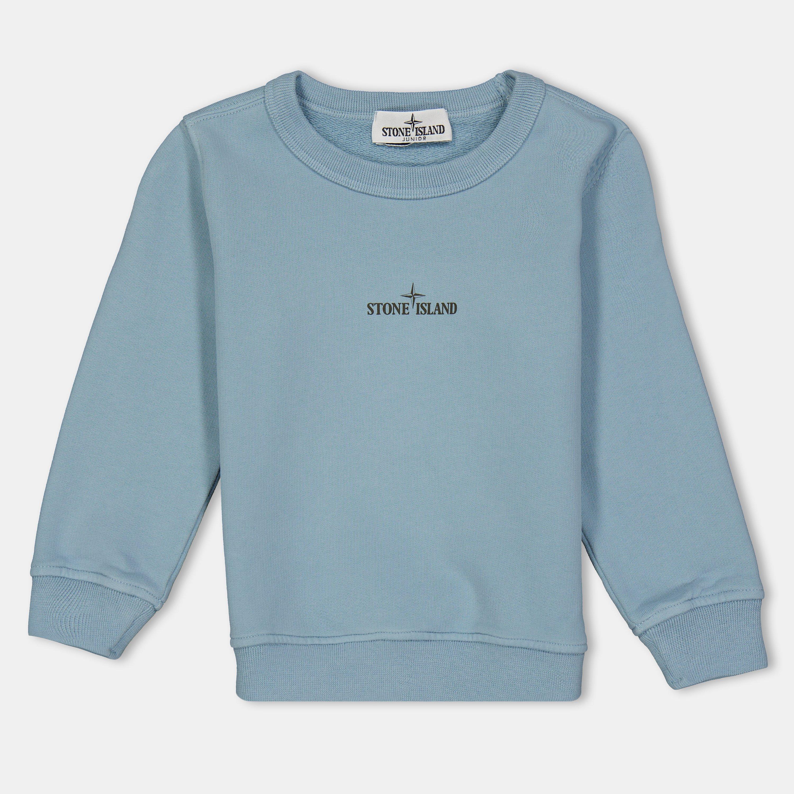 Stone Island Kids' Compass Ribbed Crew Sweatshirt - Azzurro V004A - 14 Years