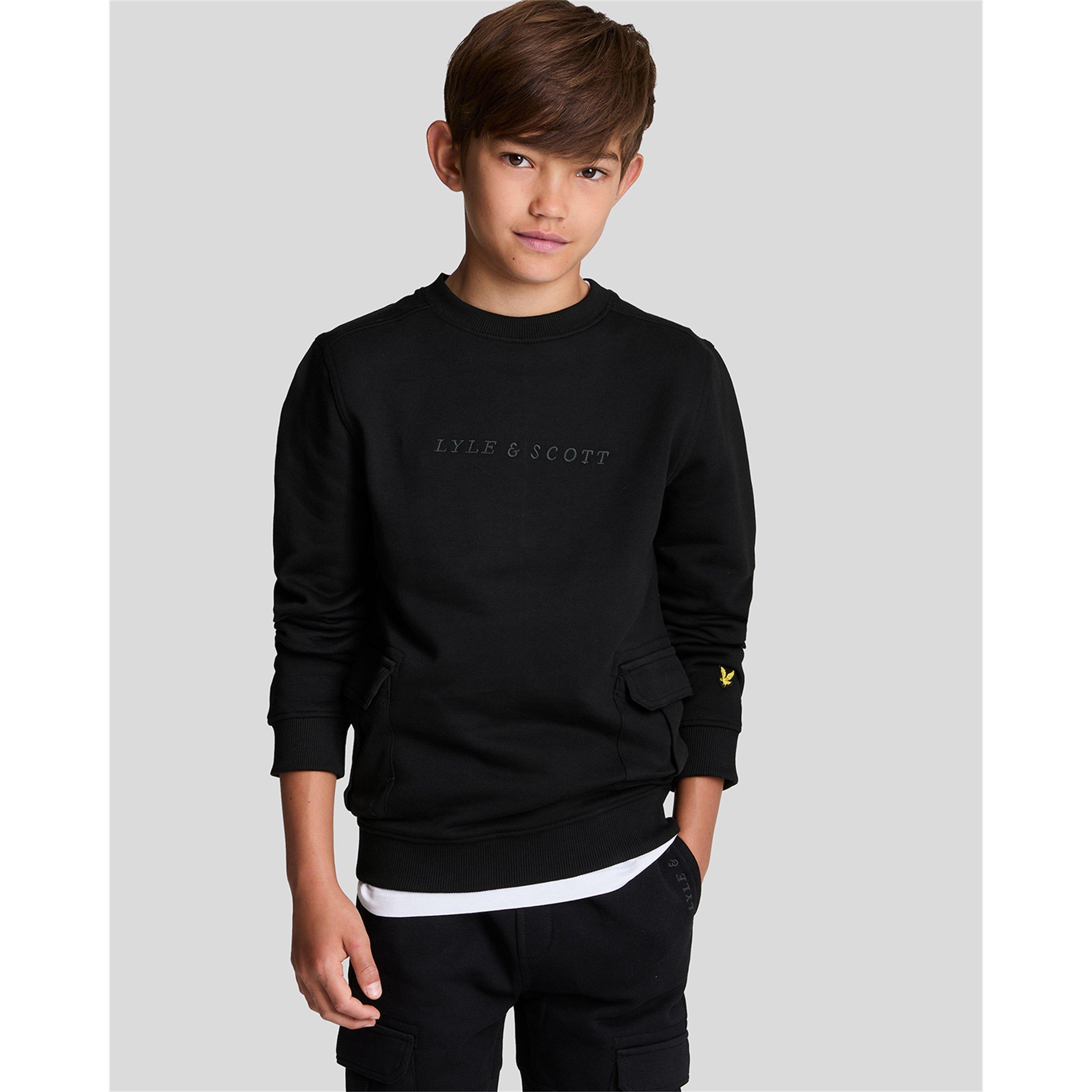 Lyle And Scott Boys Kids' Cargo Pocket Crew Sweatshirt - Black Z865 - 5-6Y