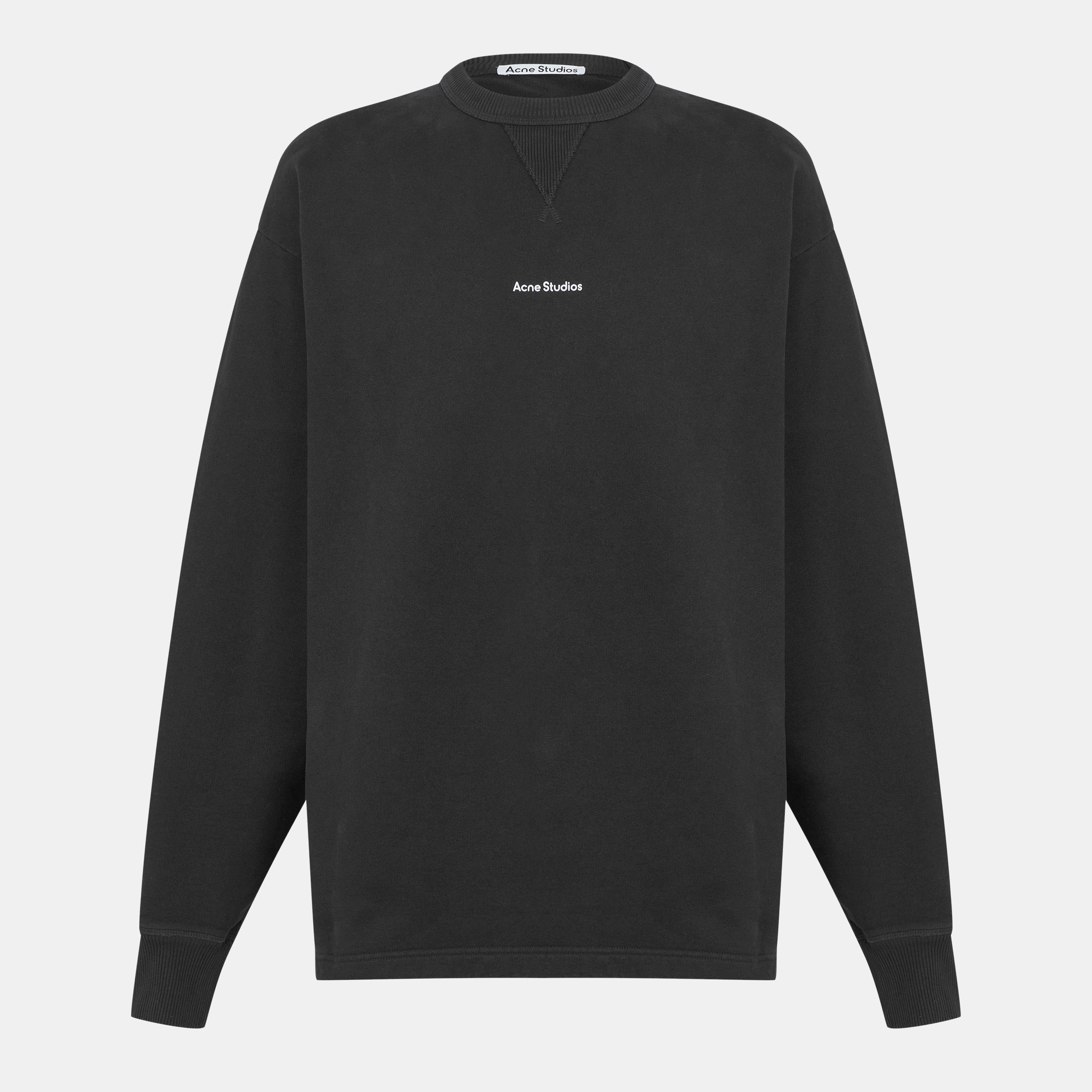 Acne Studios クルーネック スウェットシャツ　黒　Mサイズ アクネ スタジオ ブラック クルーネック ロゴ T- シャツ - ACNE