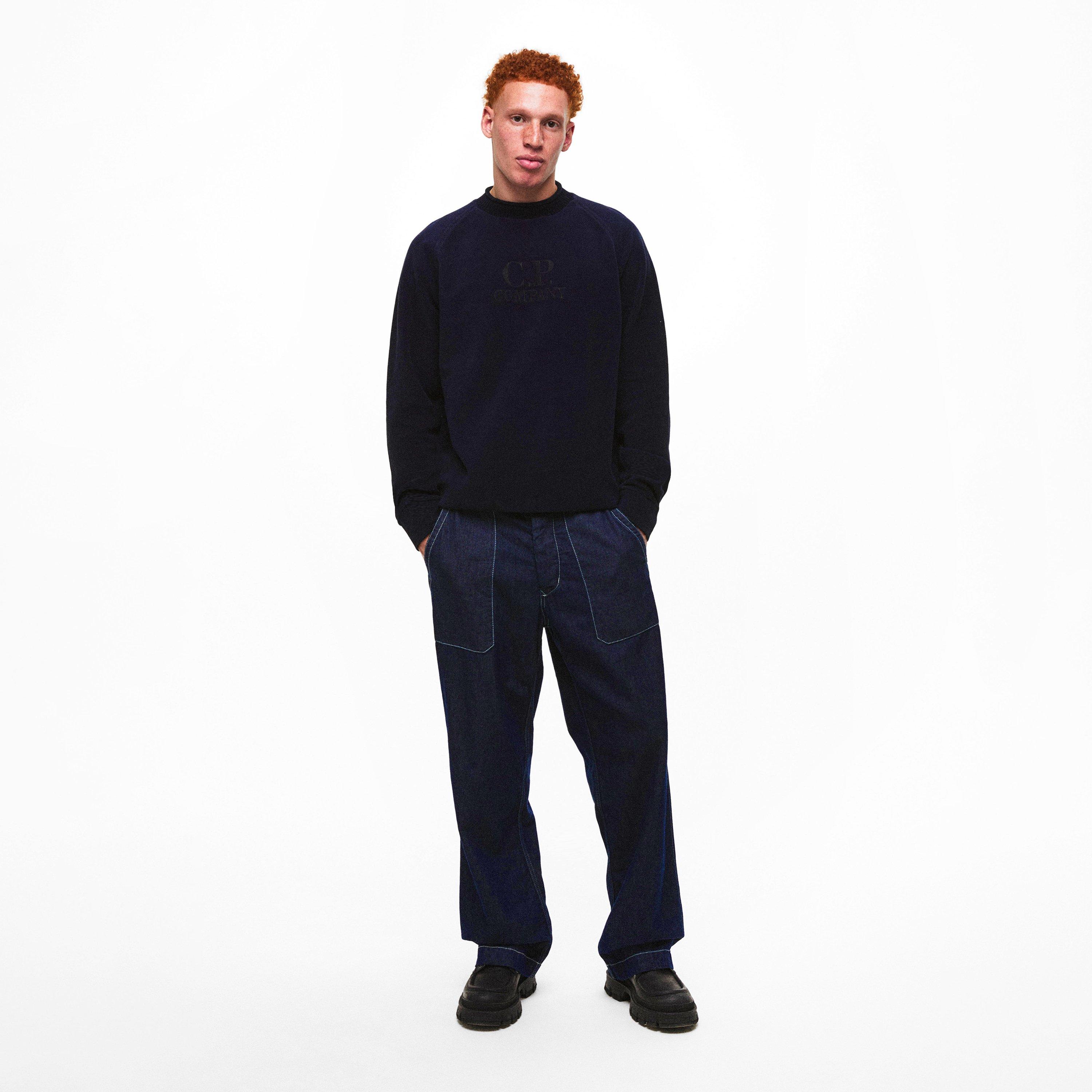 C.P. COMPANY スウェット ネイビー CP Company Embroidered Logo Crewneck Jumper | Cruise Fashion