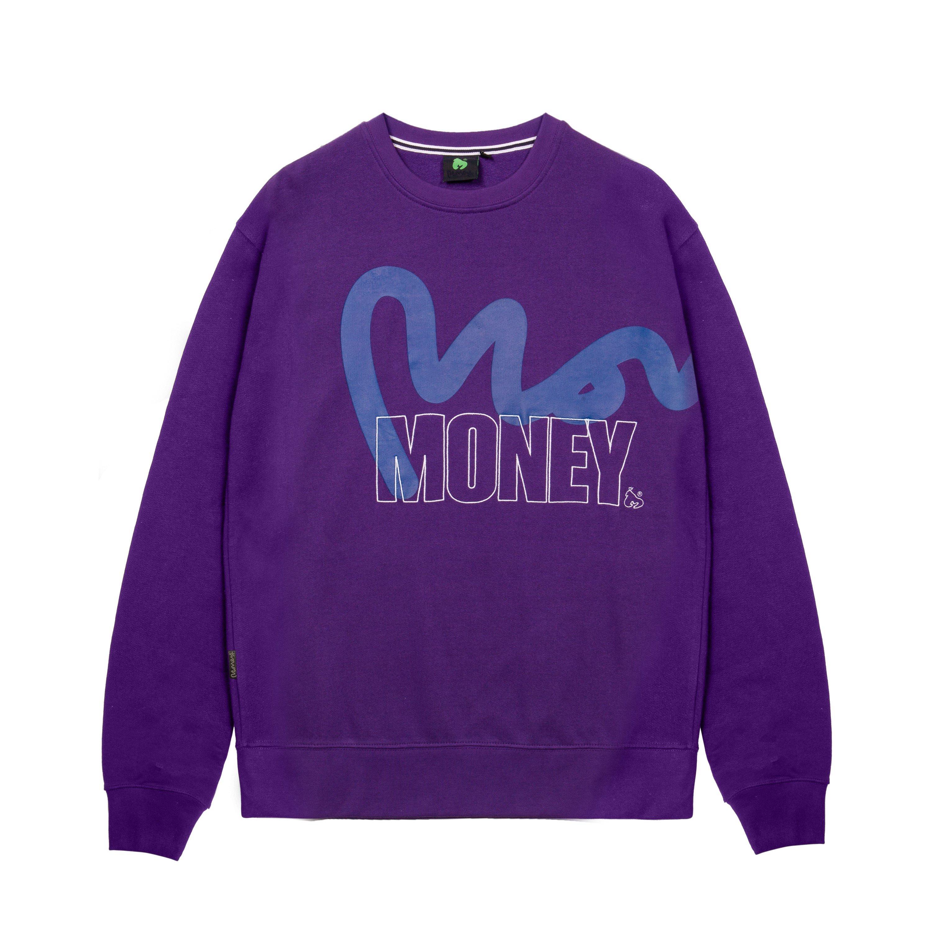 Money Men's Stencil Block Crew - Purple - Small