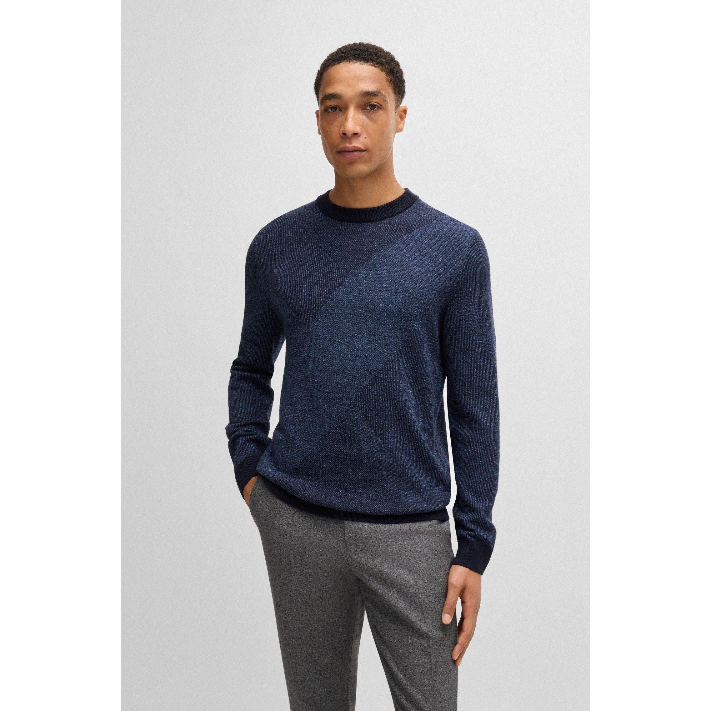 Dark Blue - Boss - Men's Eclaus Swtr Crew Sweatshirt - 4