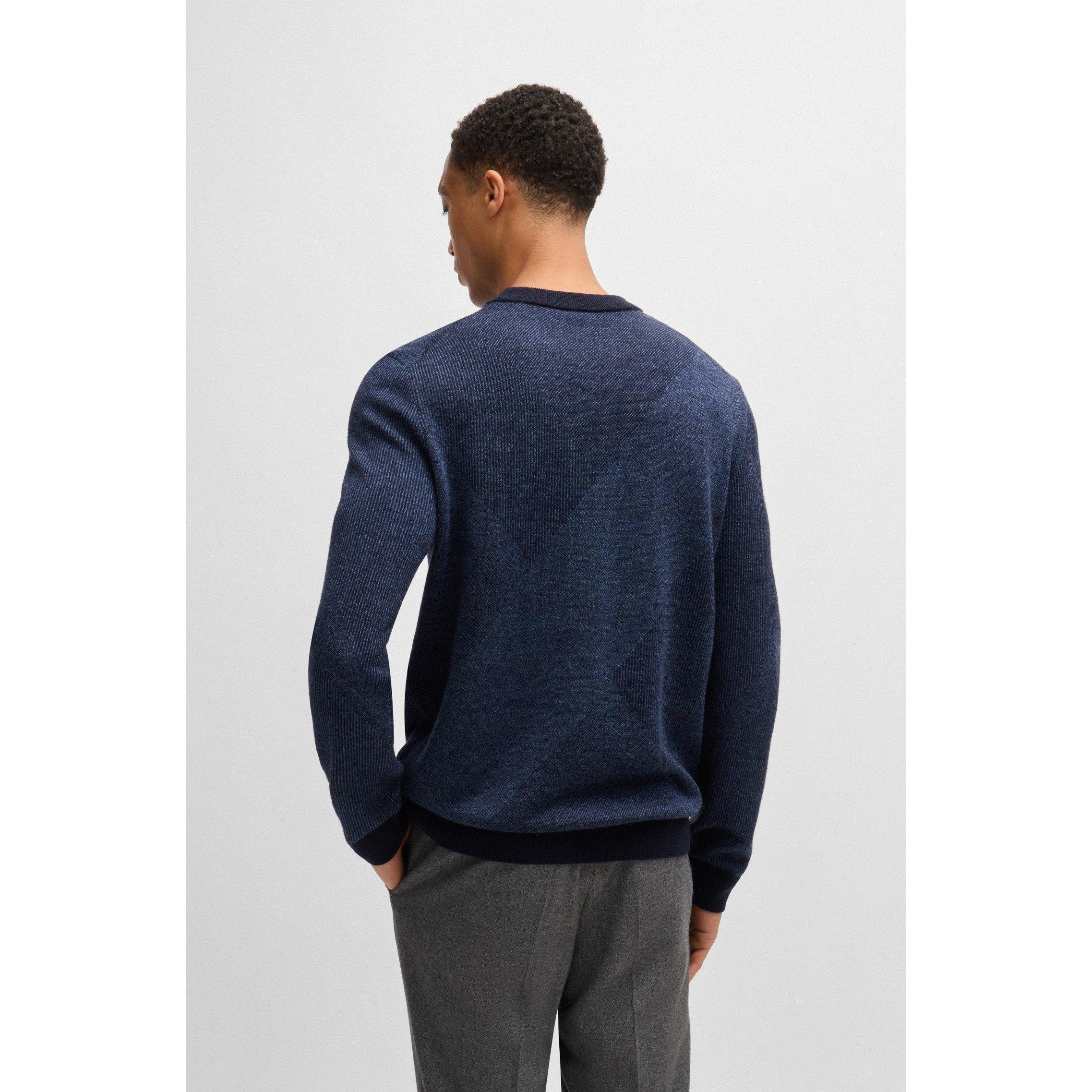 Dark Blue - Boss - Men's Eclaus Swtr Crew Sweatshirt - 5
