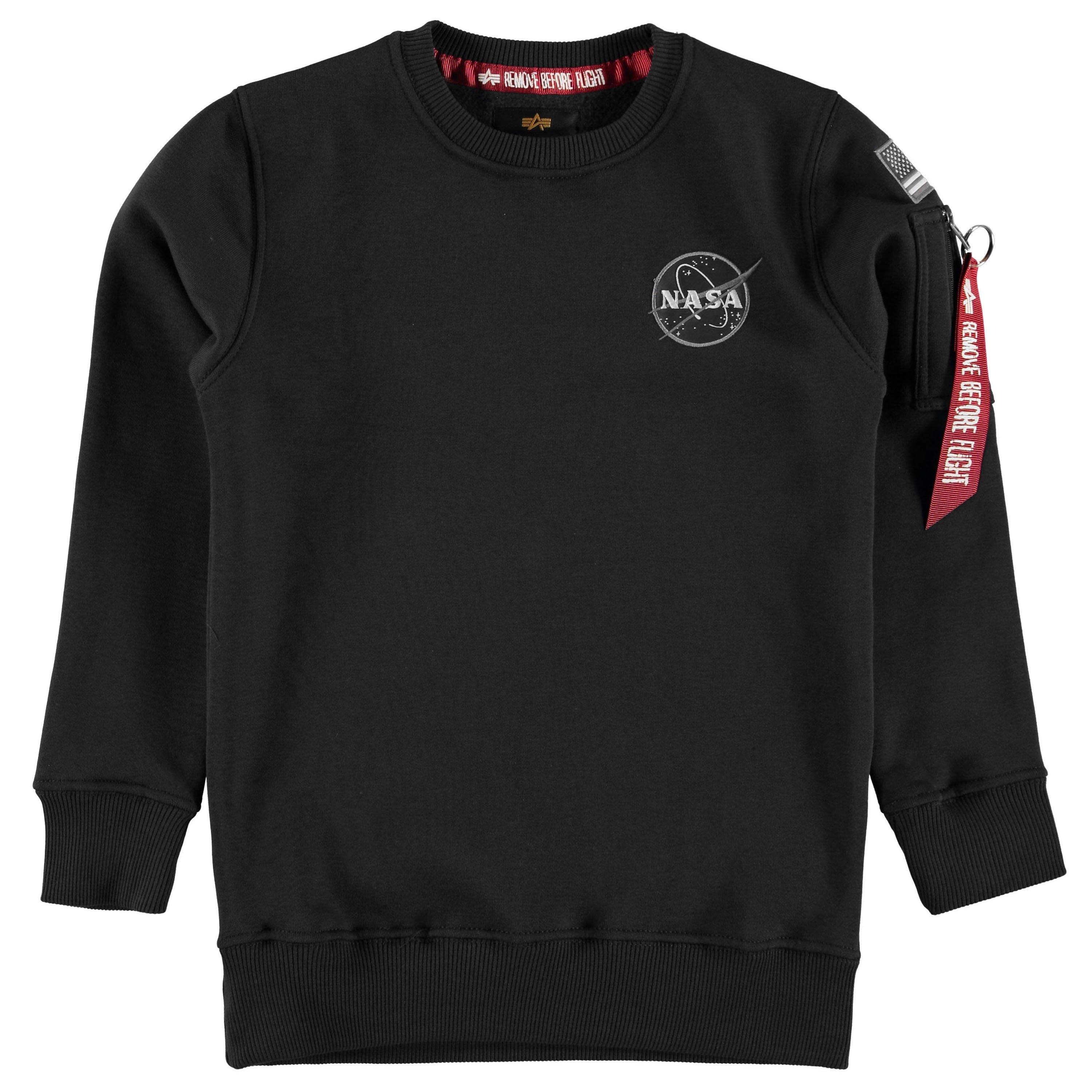Black - Alpha Industries - NASA Badge Crew Neck Sweater - 1