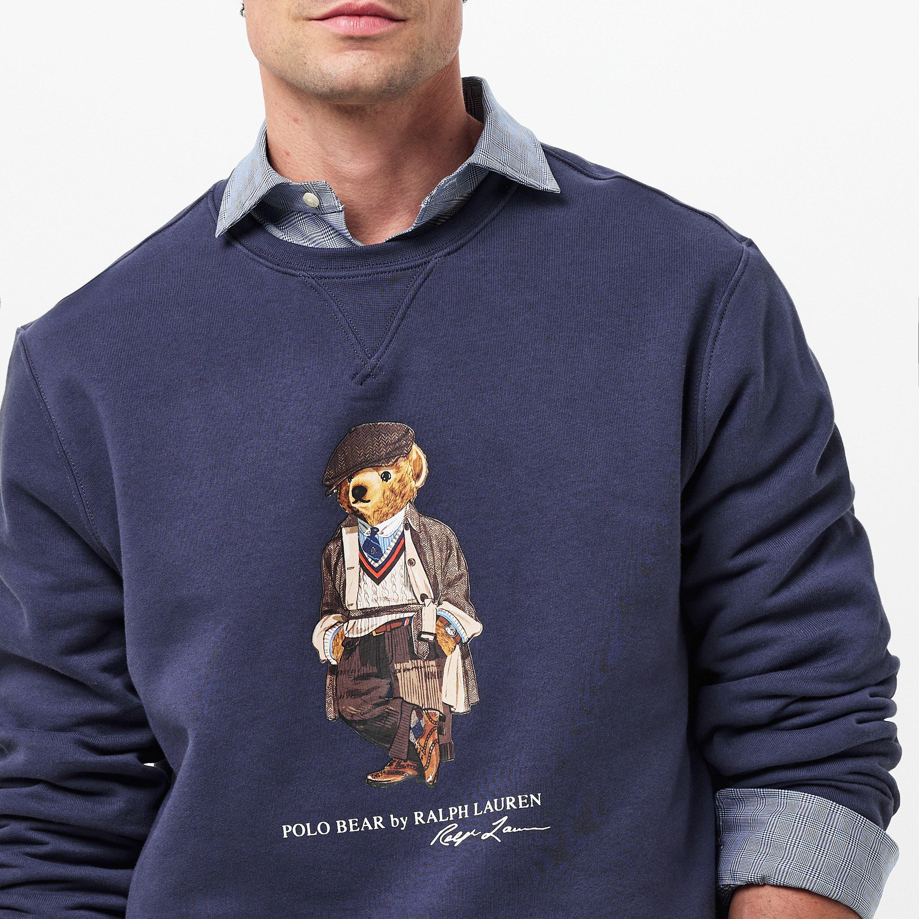 Faded Blue Bear - Polo Ralph Lauren - Men's Bear Crew Sweatshirt - 5