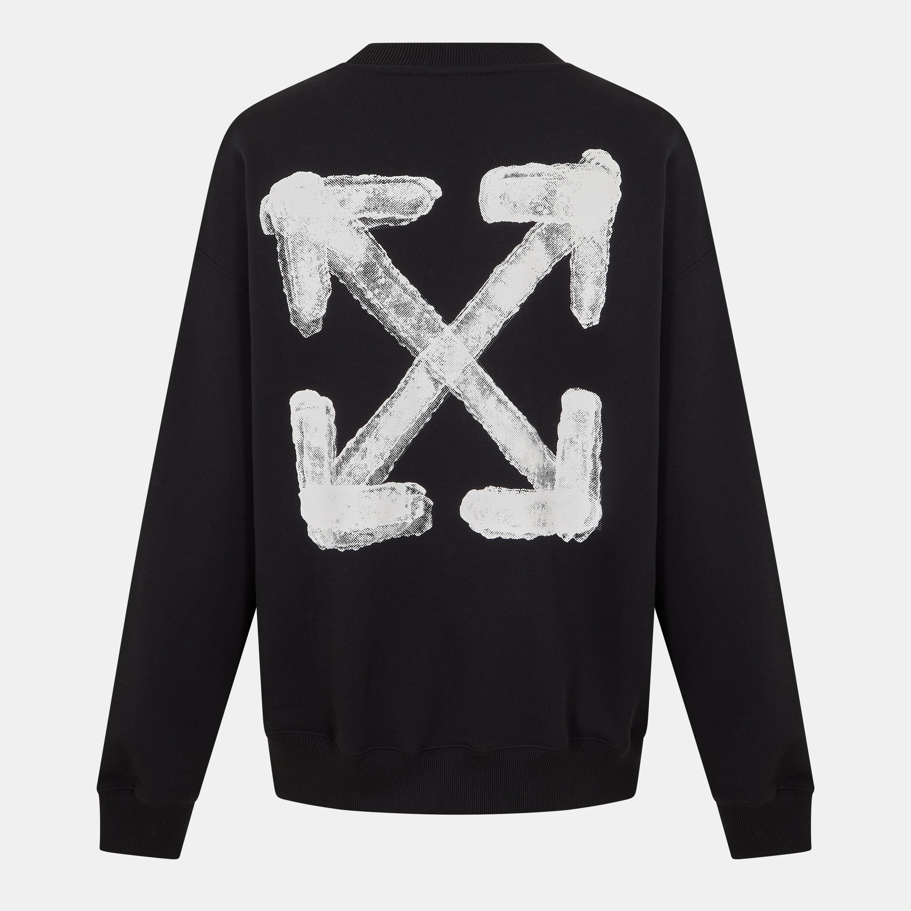 Black-White - Off White - Men's Skate Graphic Relaxed Fit Crew Sweatshirt - 1
