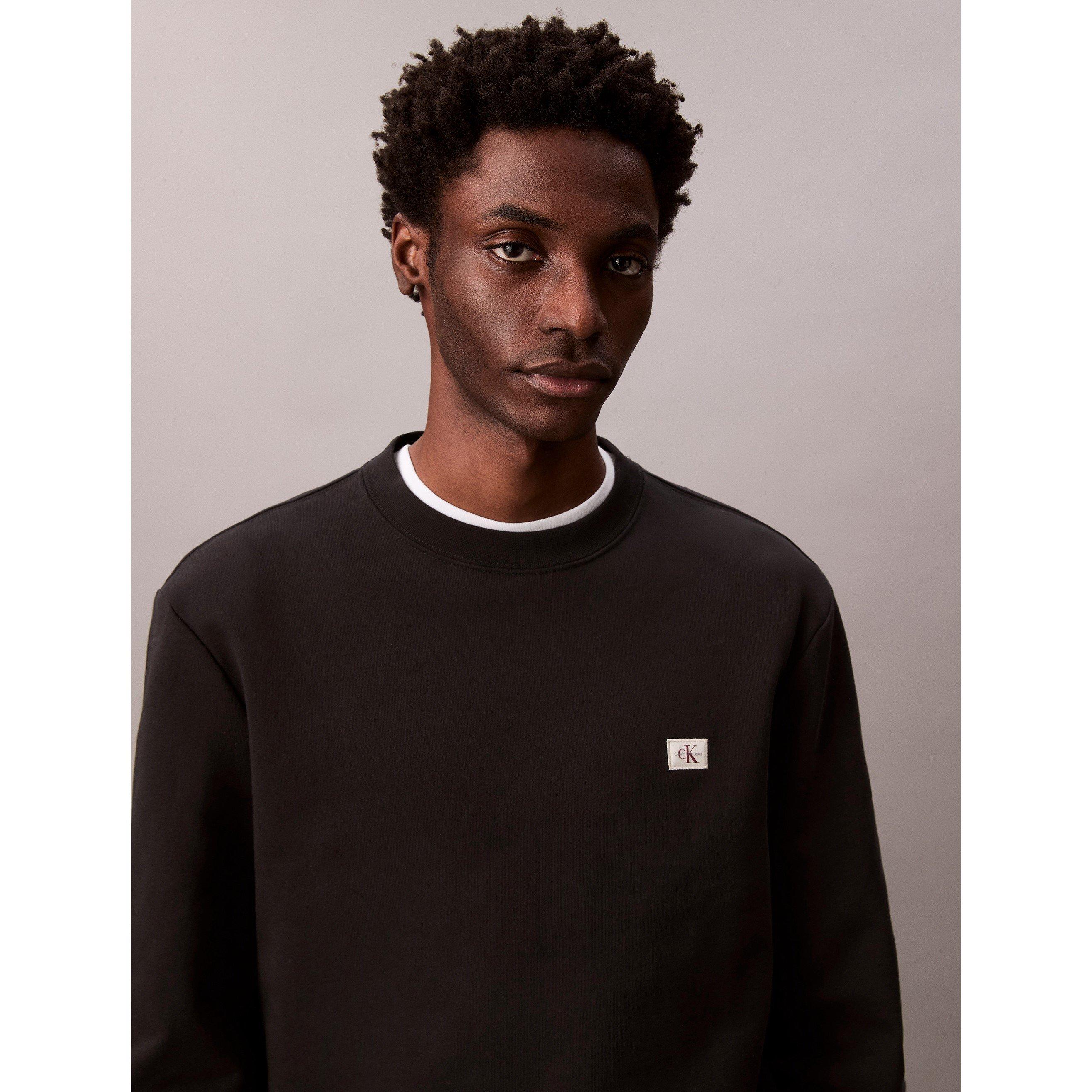 Preto UB1 - Calvin Klein Jeans - Men's Woven Box Crew Sweatshirt - 3