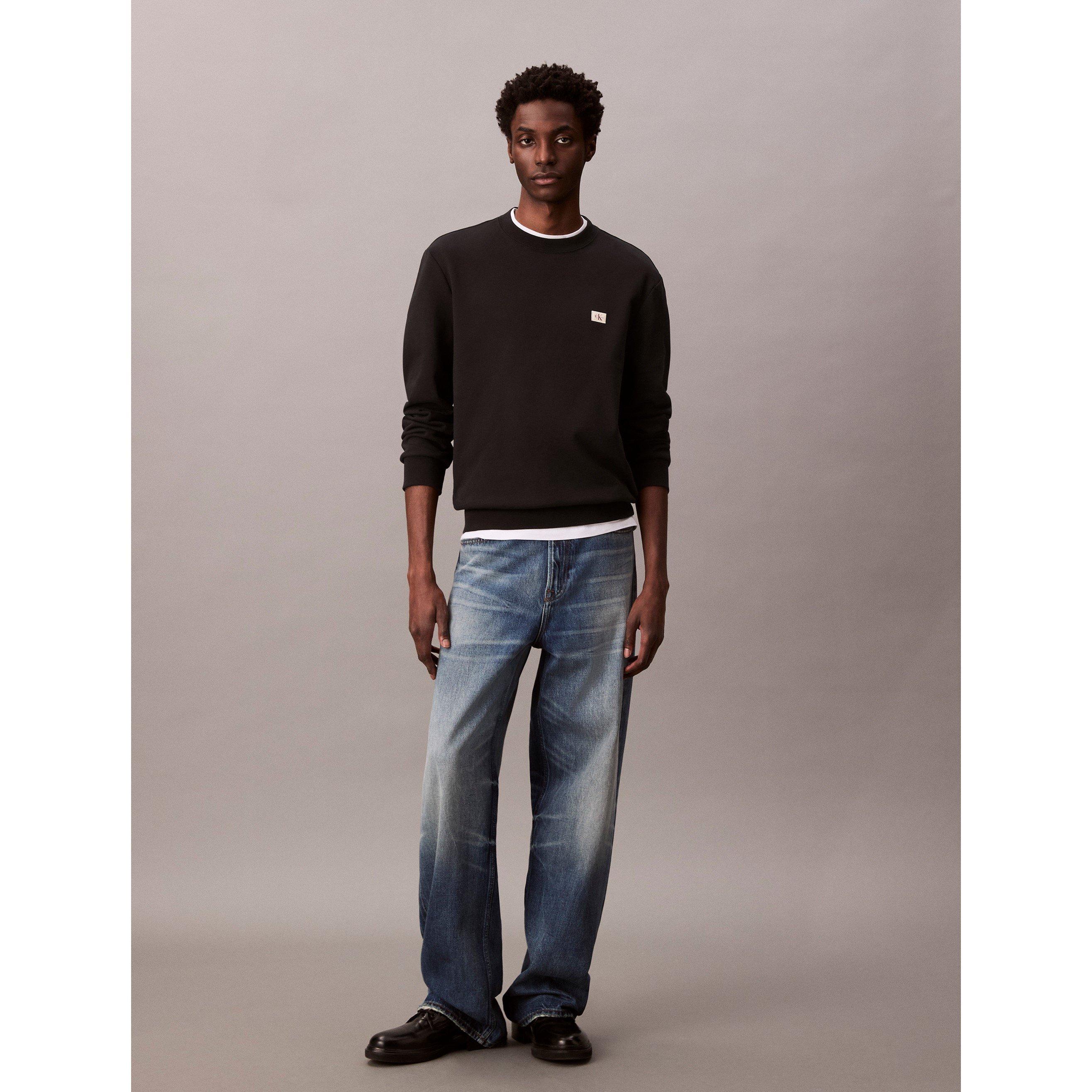 Preto UB1 - Calvin Klein Jeans - Men's Woven Box Crew Sweatshirt - 5
