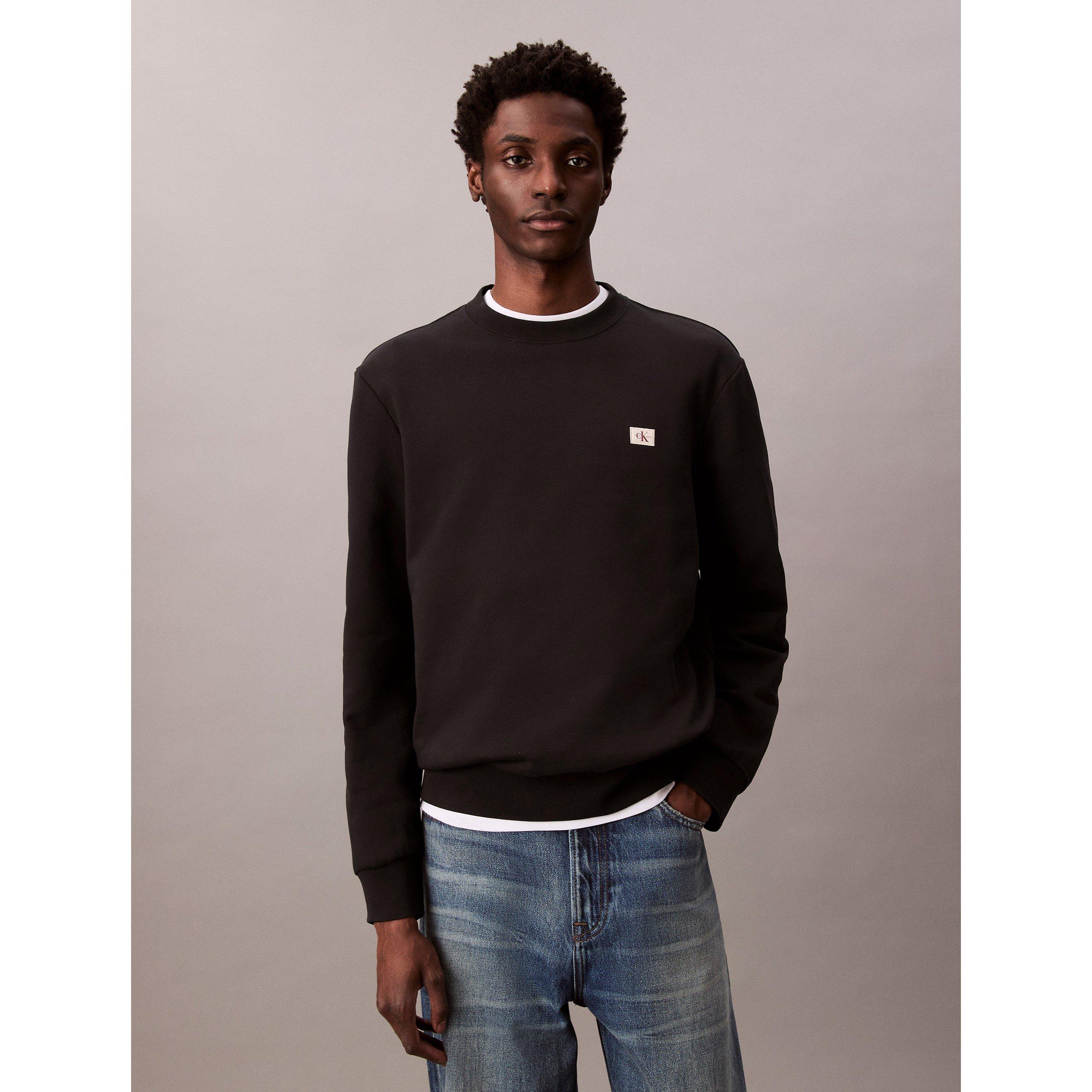 Preto UB1 - Calvin Klein Jeans - Men's Woven Box Crew Sweatshirt - 7