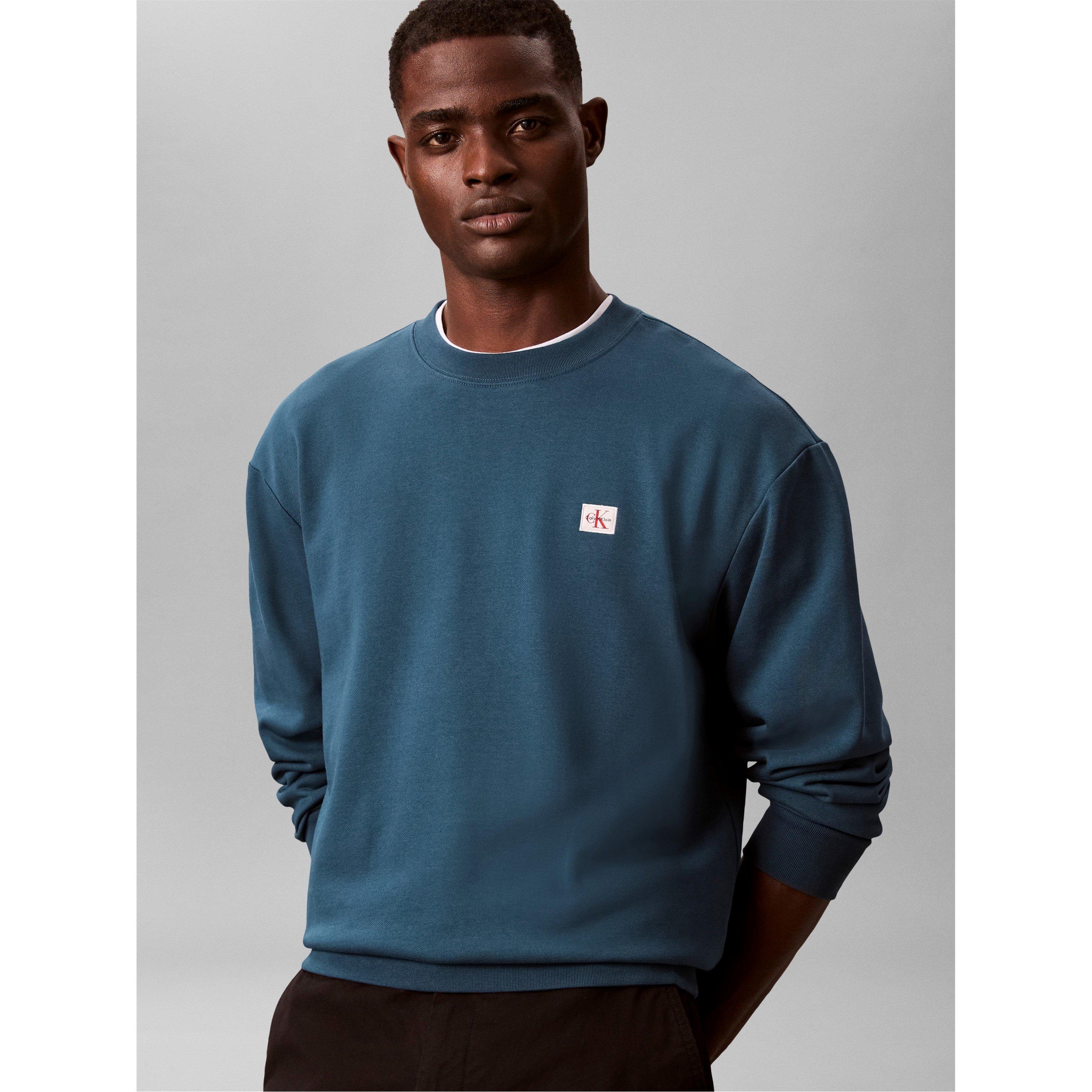 Calvin Klein Jeans Men's Woven Box Crew Sweatshirt - Navy Teal - 2XL