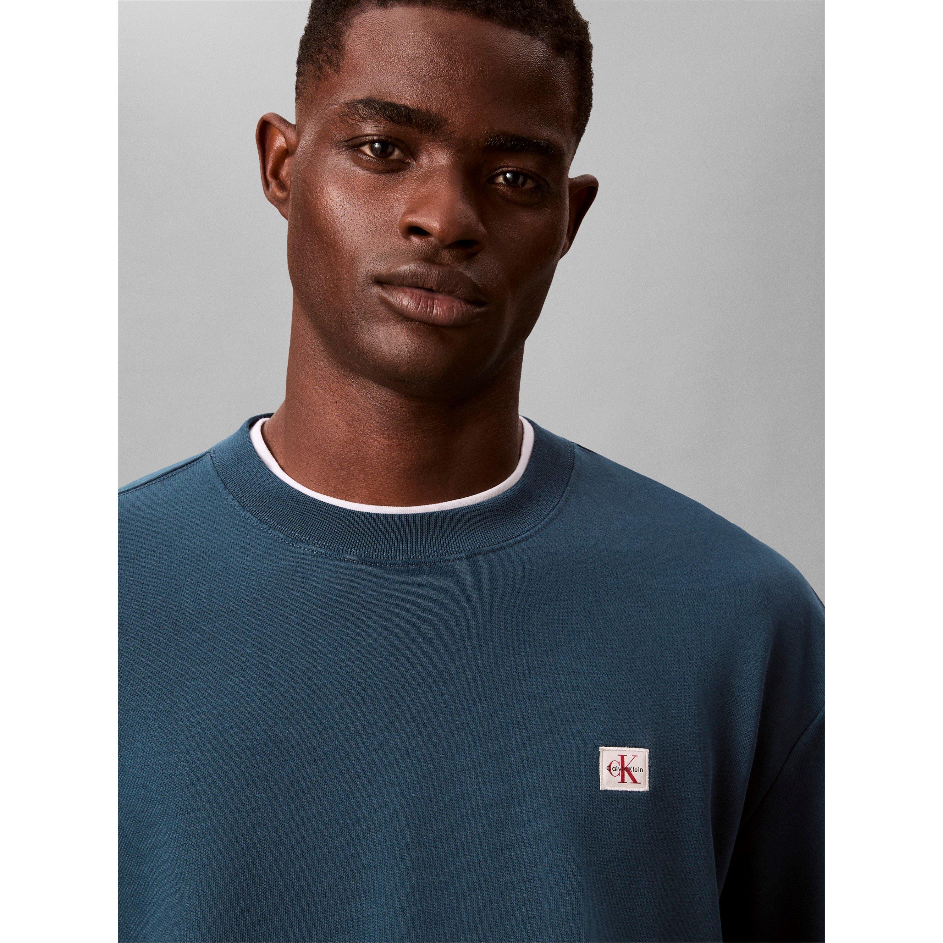 Navy Teal - Calvin Klein Jeans - Men's Woven Box Crew Sweatshirt - 2