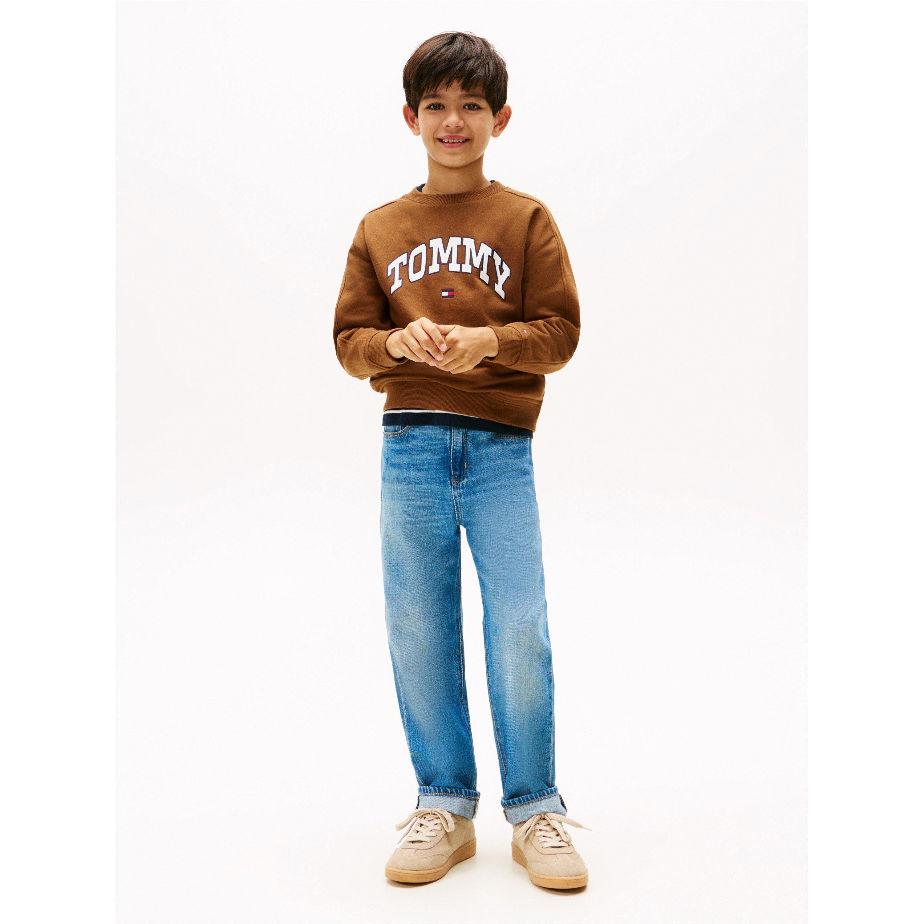Pecan Nut - Tommy Hilfiger - Kids' Varsity Cotton-Mix Relaxed Fit Crew Sweatshirt - 3