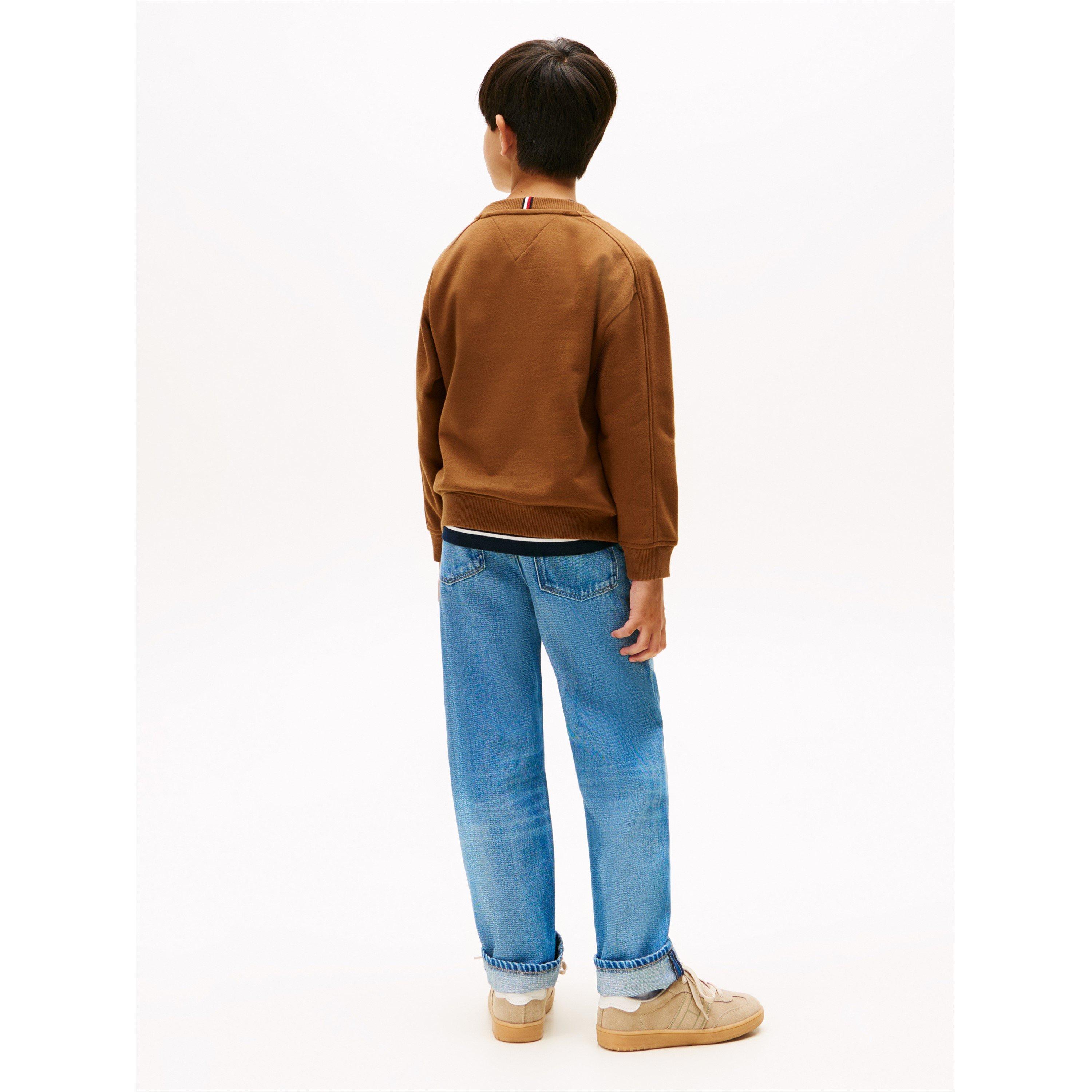 Pecan Nut - Tommy Hilfiger - Kids' Varsity Cotton-Mix Relaxed Fit Crew Sweatshirt - 4