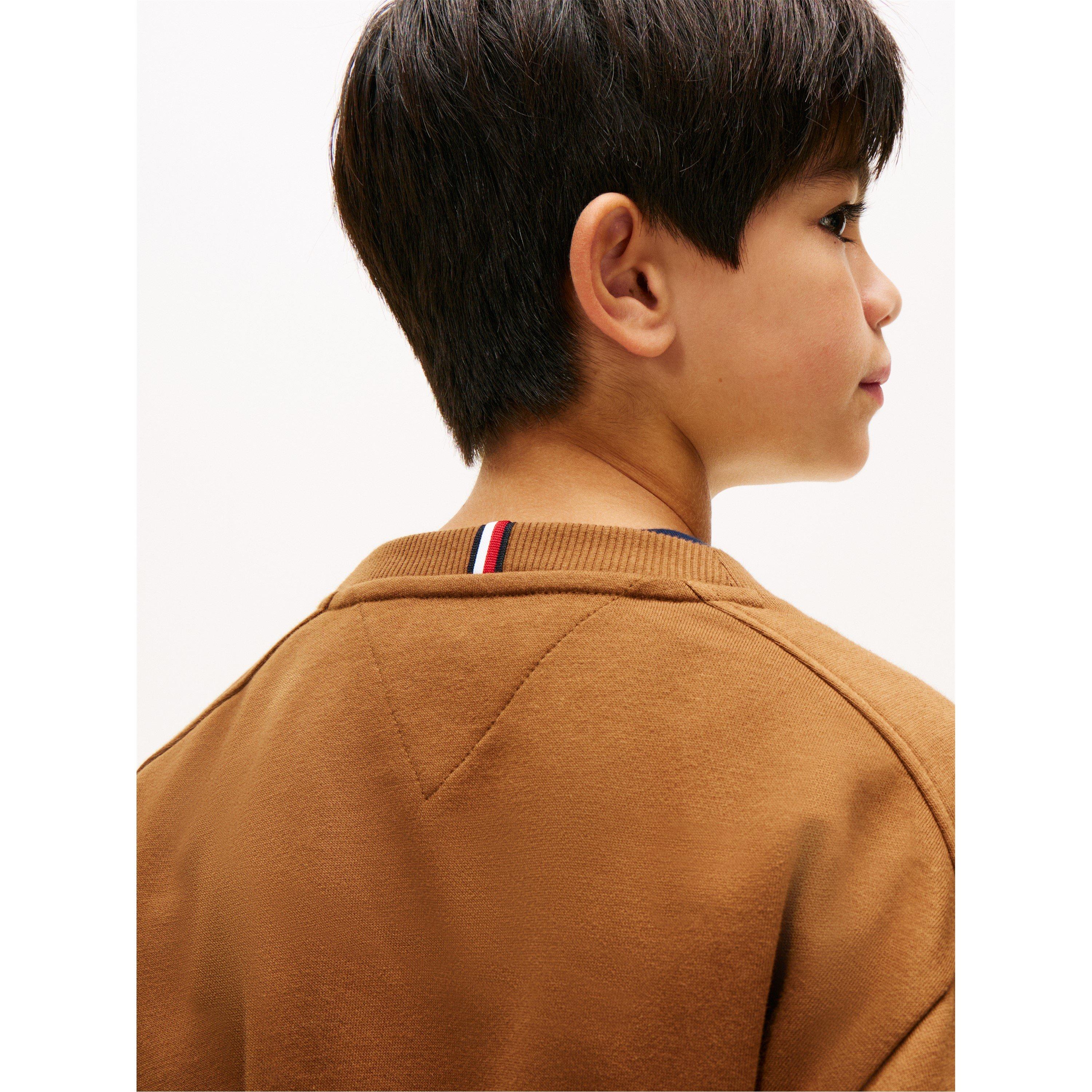 Pecan Nut - Tommy Hilfiger - Kids' Varsity Cotton-Mix Relaxed Fit Crew Sweatshirt - 5