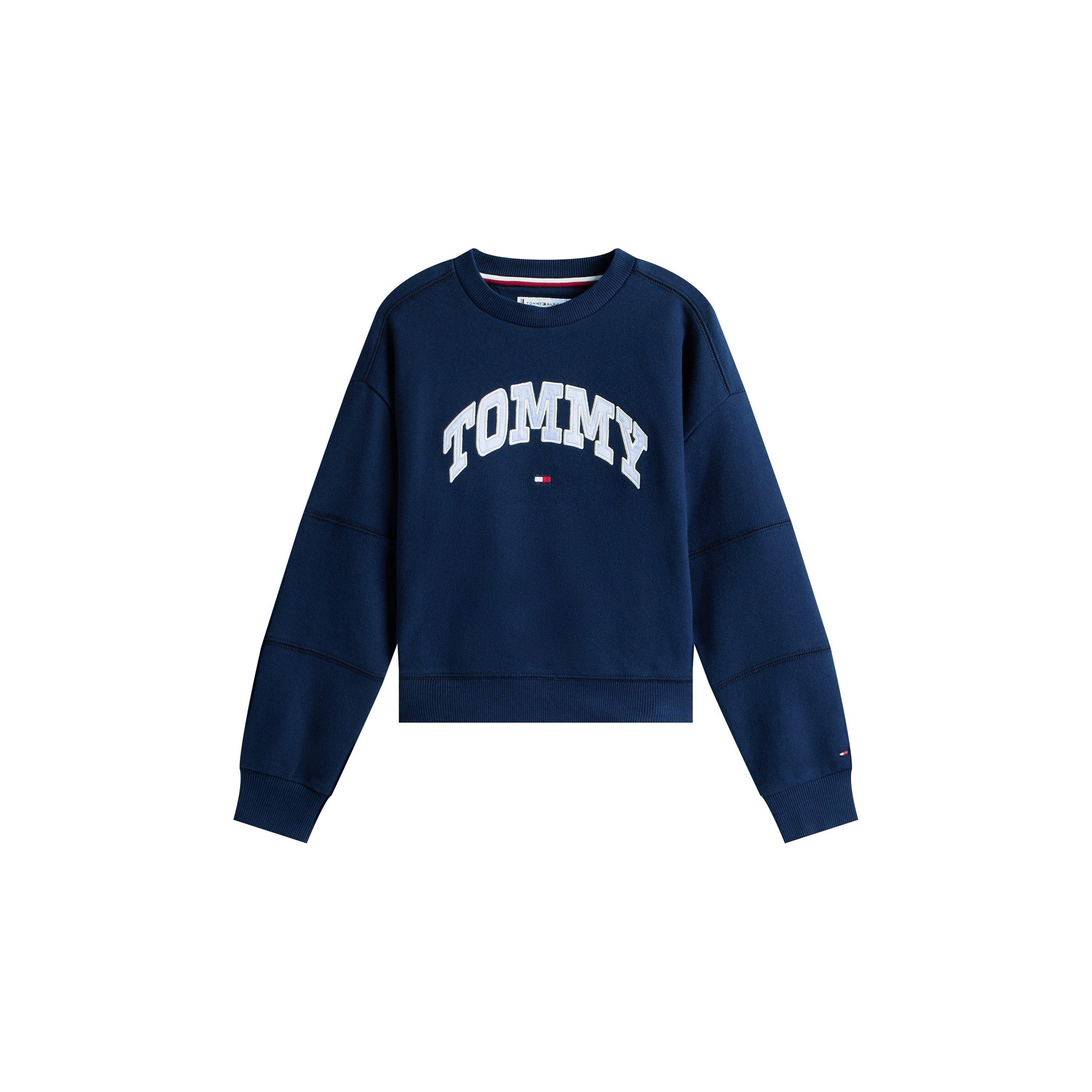 Tommy Hilfiger Kids' Varsity Crew-Neck Relaxed Fit Sweatshirt - Night Navy C1G - Size 12Y