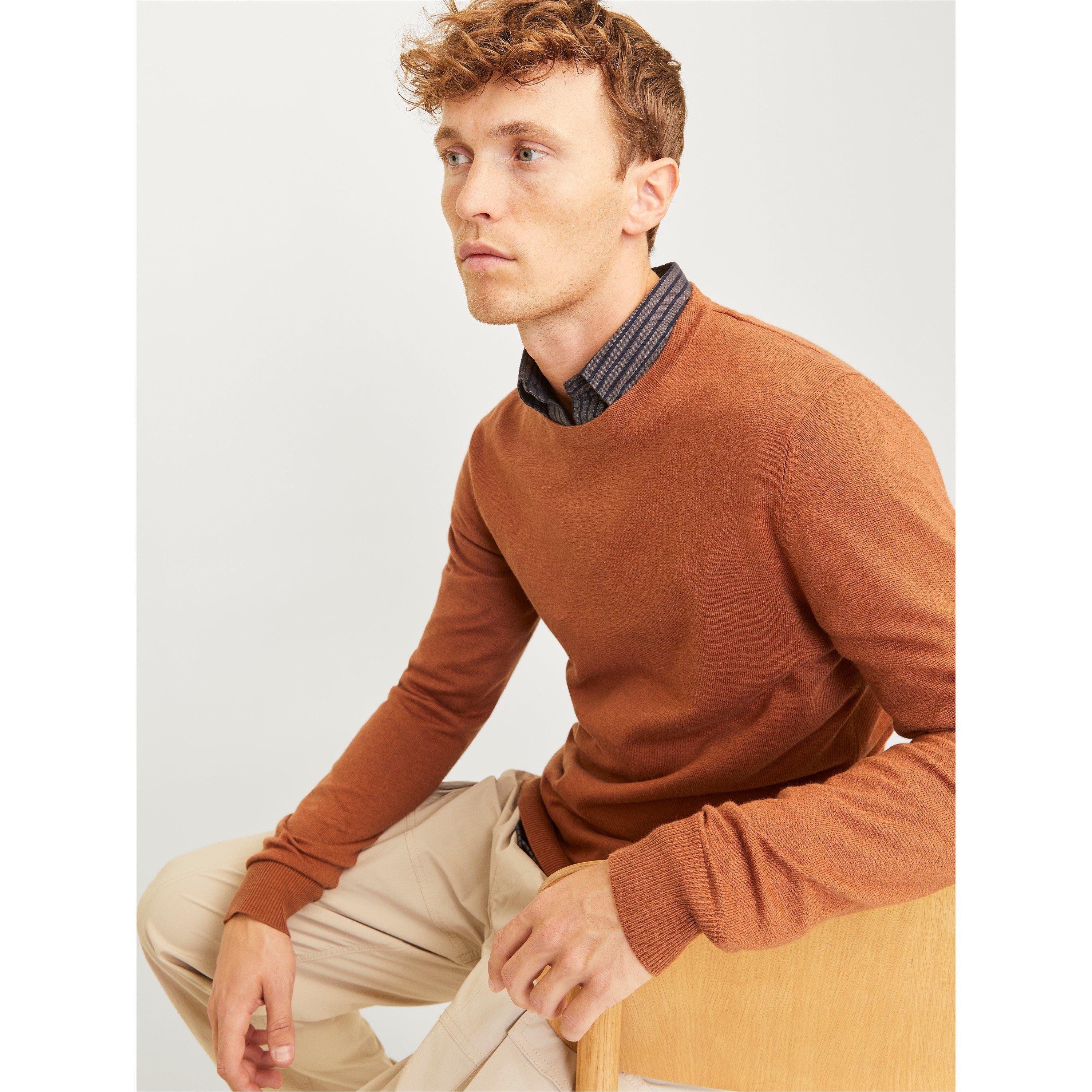 Mocha Bisque - Jack and Jones - Men's Crew Knitted Sweatshirt - 7