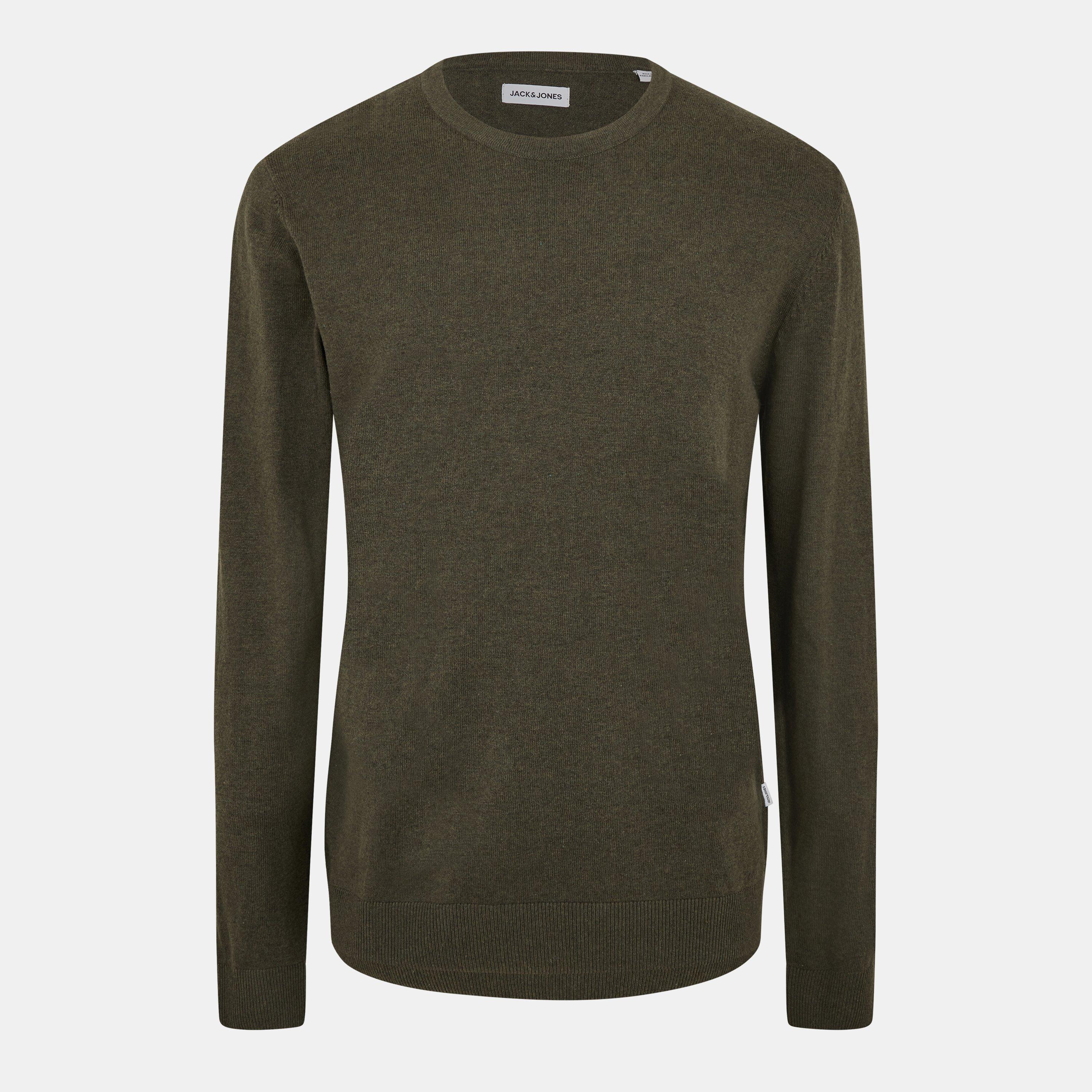 Jack And Jones Men's Crew Knitted Sweatshirt - Olive Night - 2XL
