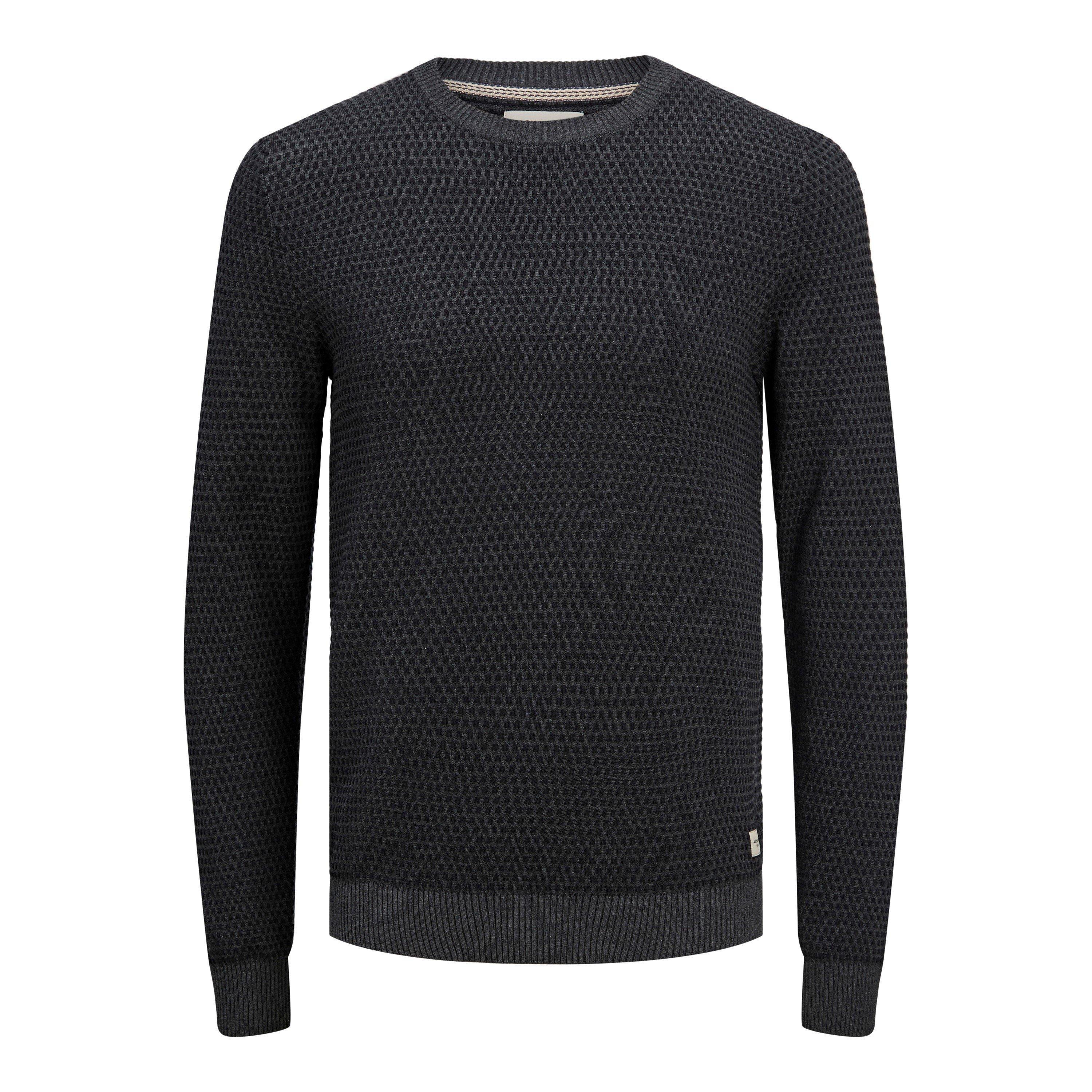 Jack And Jones Men's Knitted Crew Sweatshirt - Dark Grey Mel - L