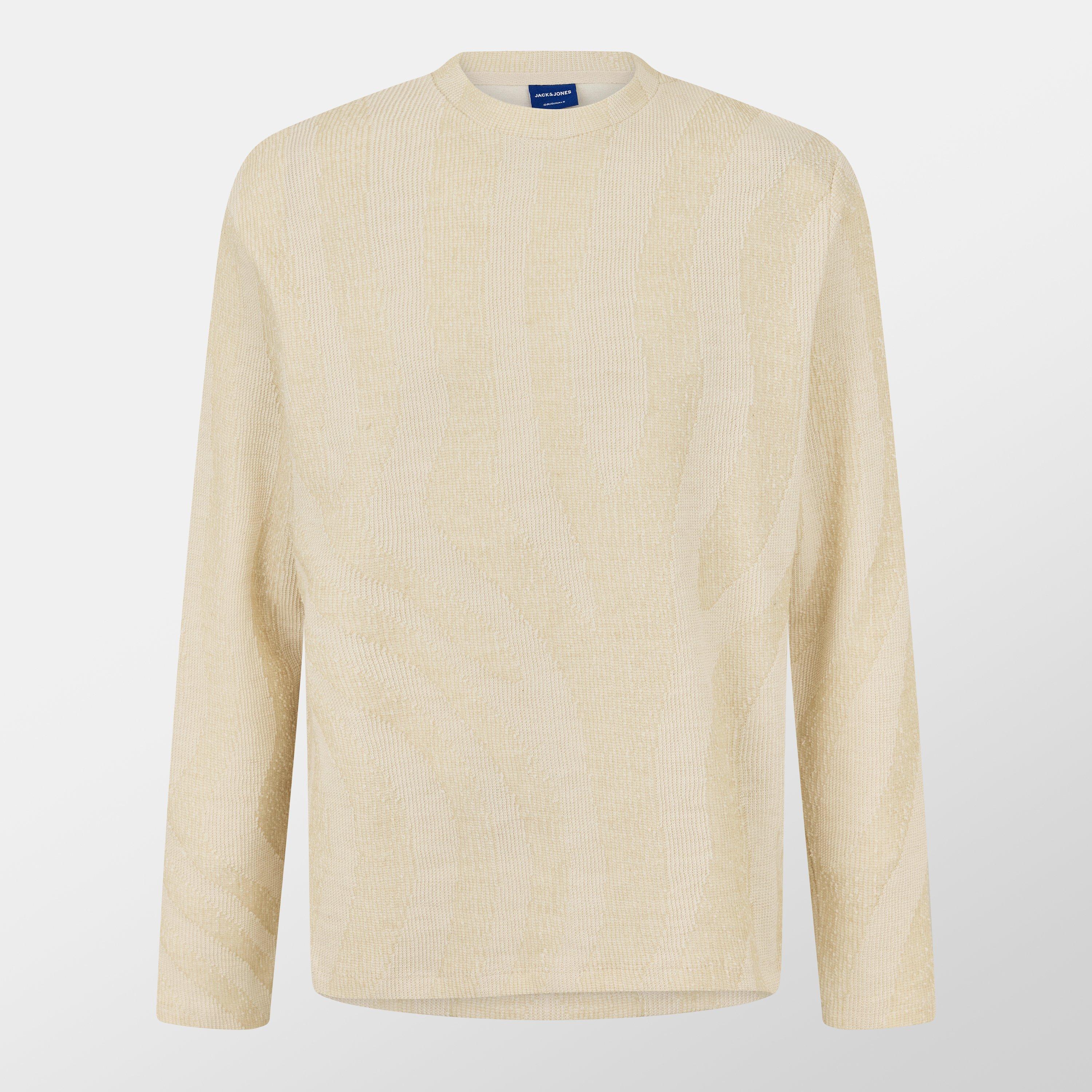 Jack And Jones Men's Pattern Crew Sweatshirt - Ecru - 2XL