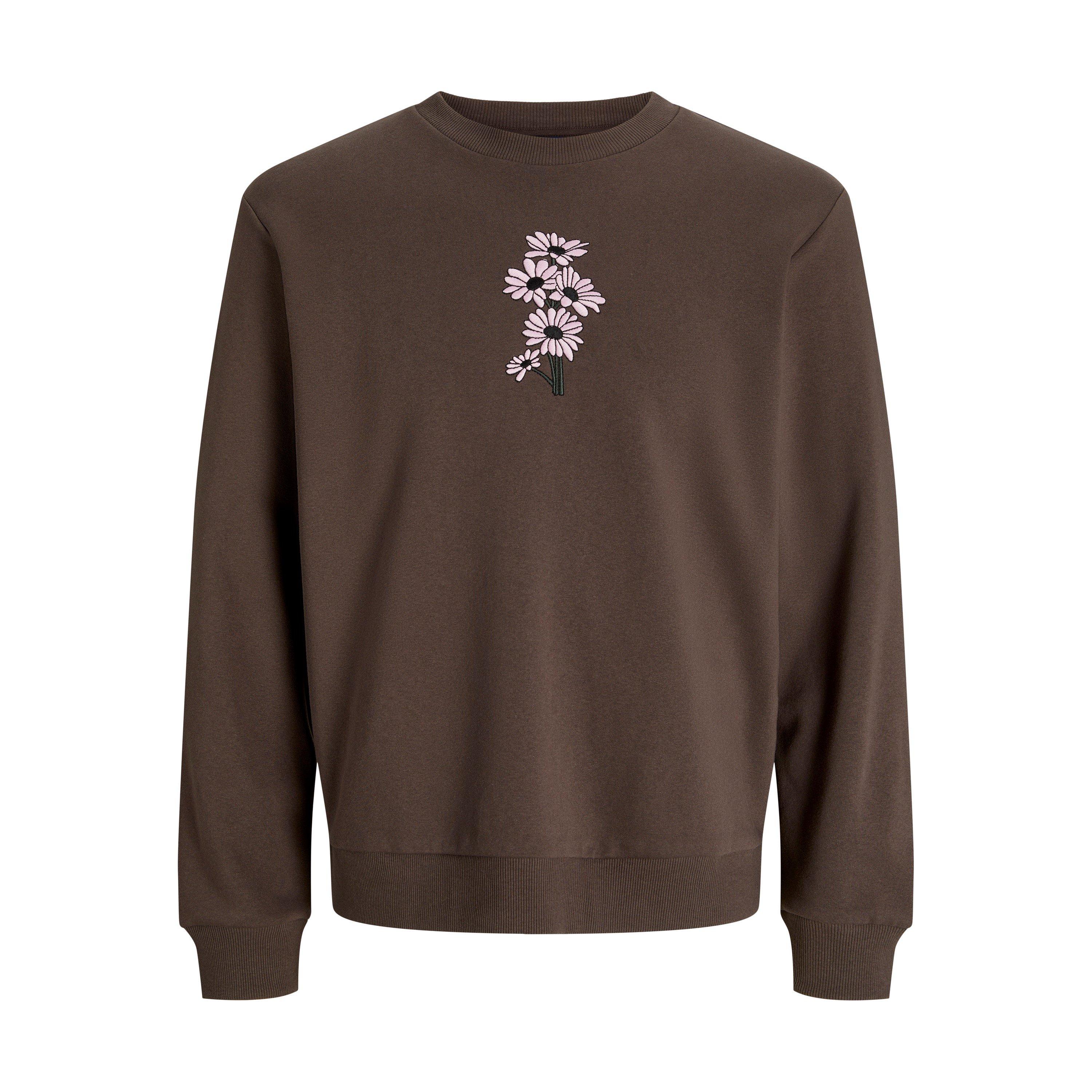 Chocolate Brown - Jack and Jones - Men's Printed Crew Sweatshirt - 1
