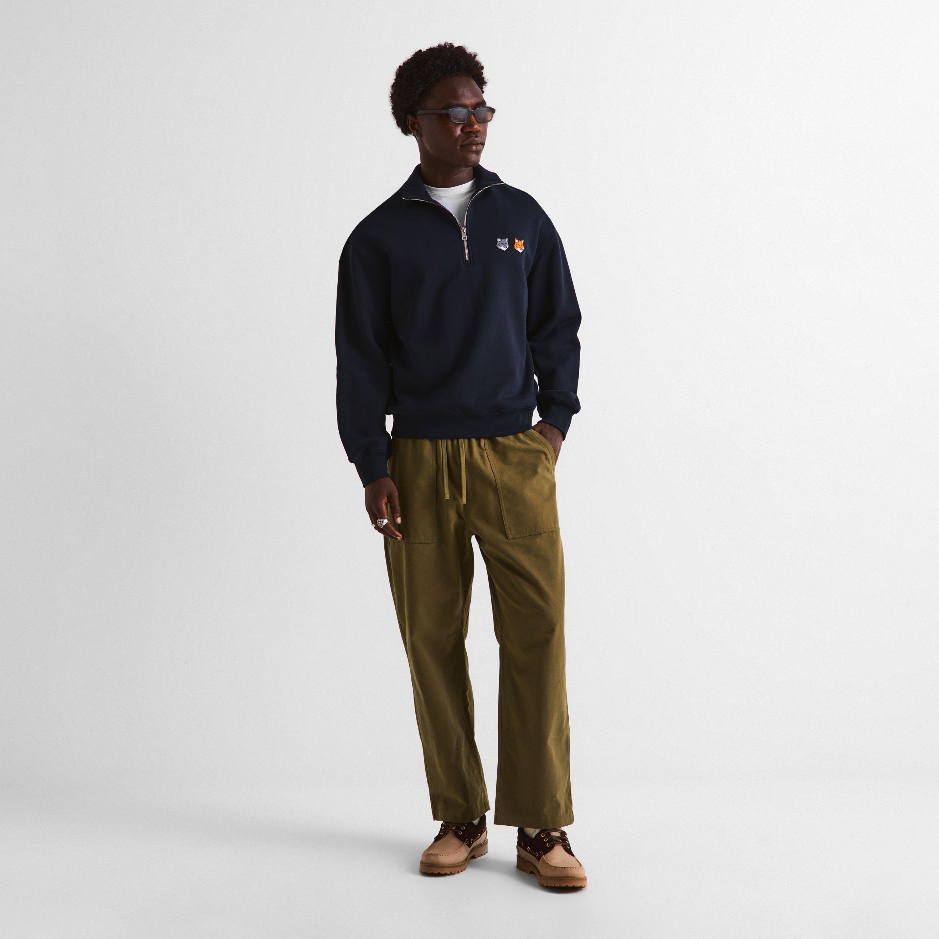 Anthracite - Maison Kitsune - Men's Double Fox Hooded Comfort Crew Sweatshirt - 6