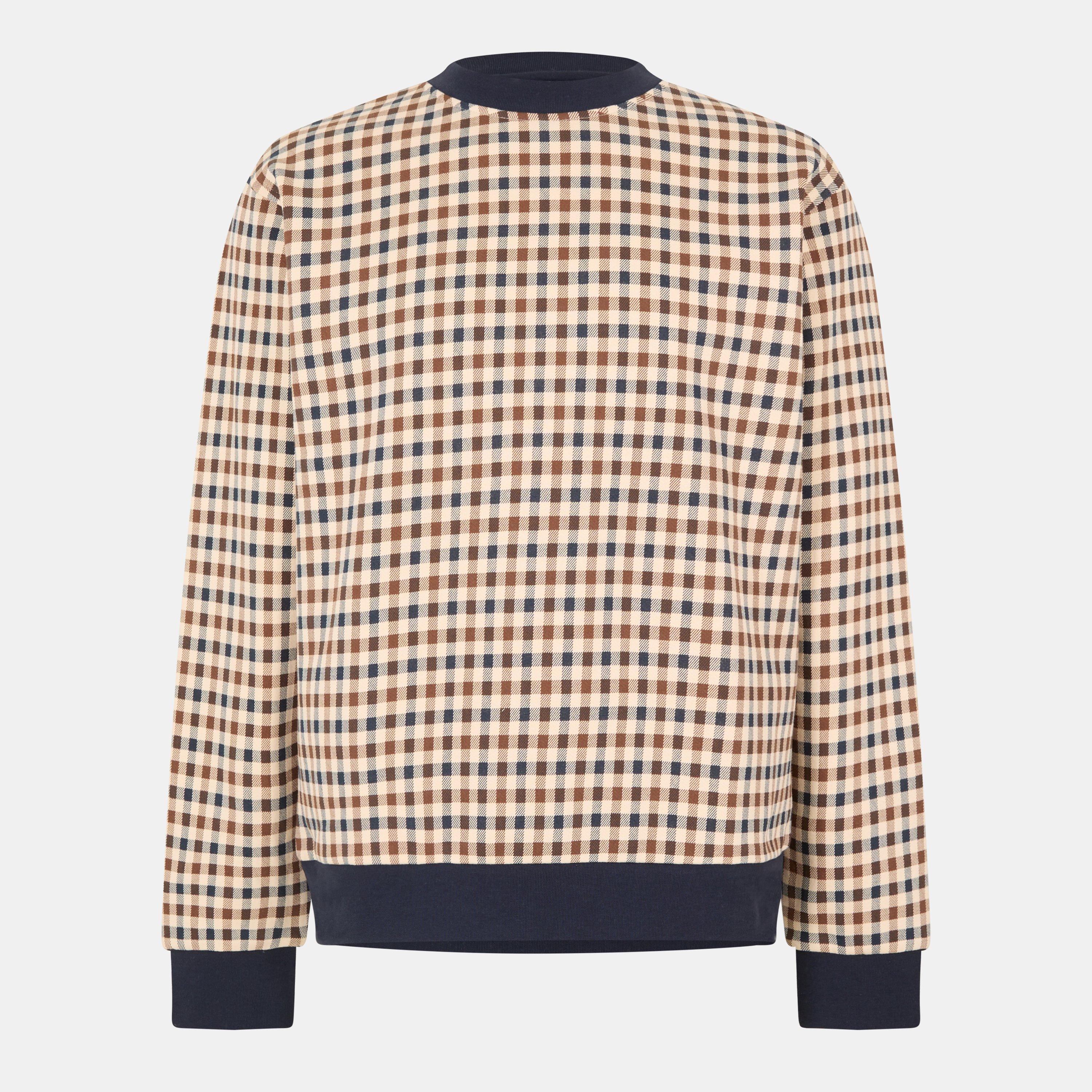 Check - Aquascutum - Men's AquAct Check Long Sleeve Crew Sweatshirt - 1