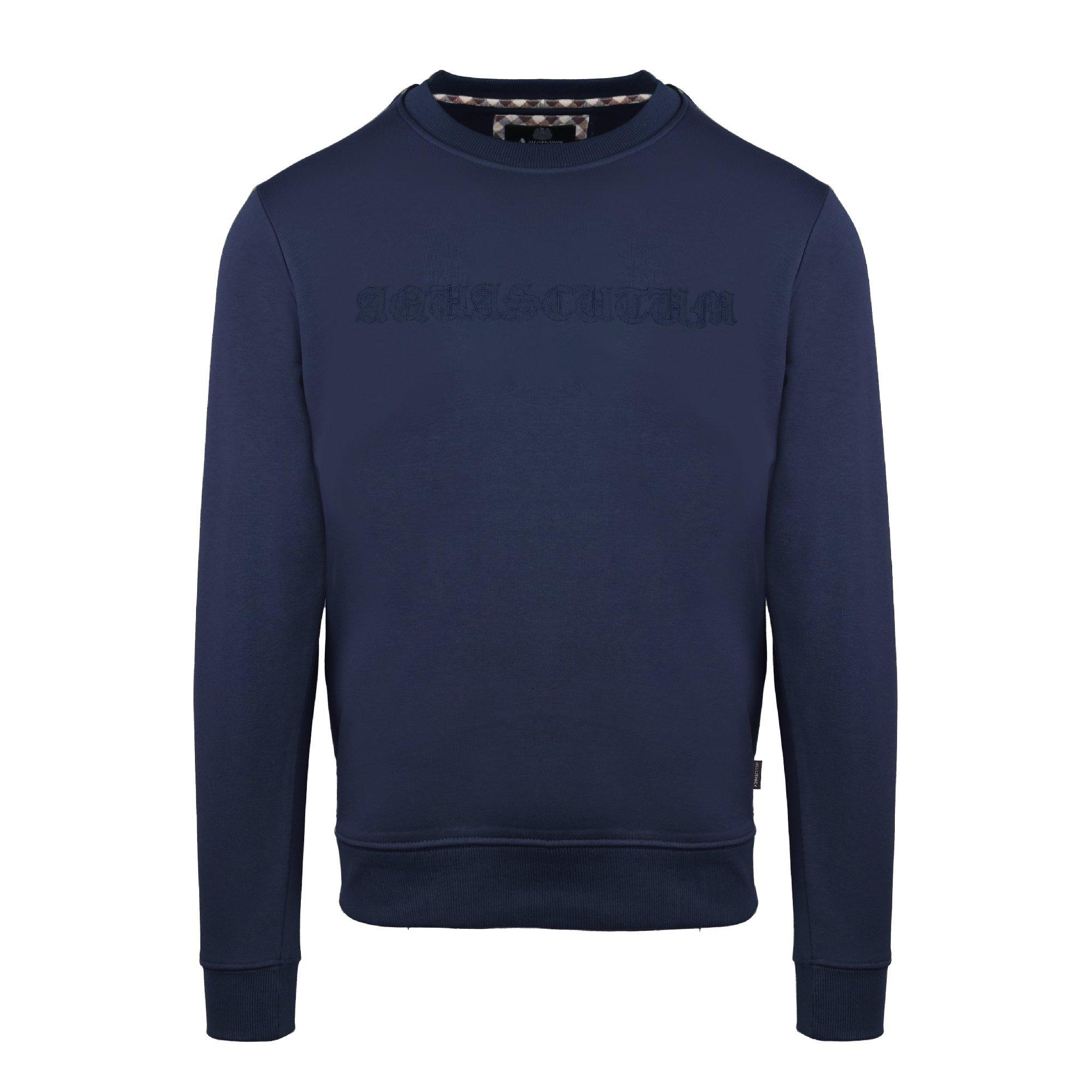 Aquascutum Men's Round Neck Crew Sweatshirt - Navy - Large