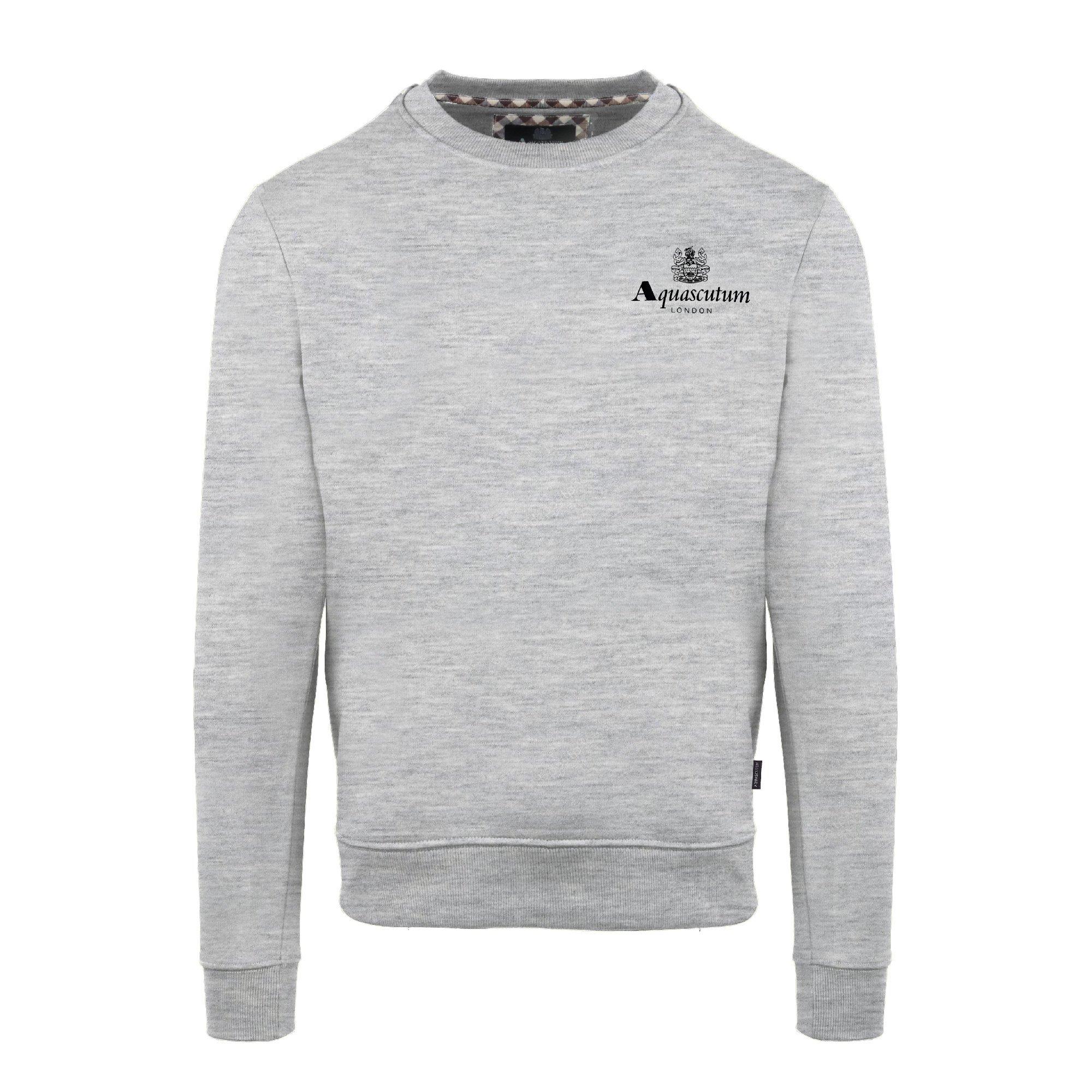 Aquascutum Men's Round Neck Crew Sweatshirt - Grey - Large