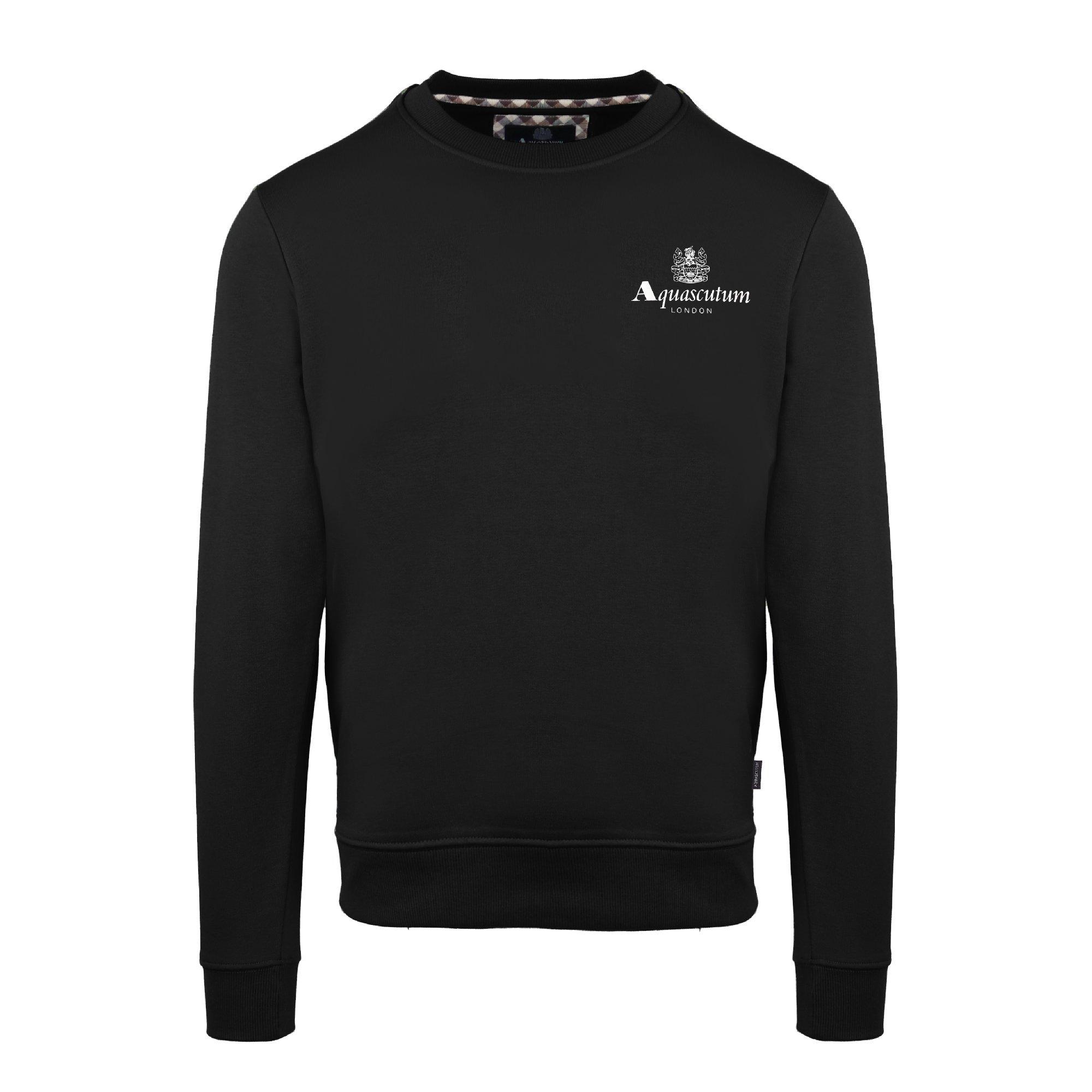 Aquascutum Men's Round Neck Crew Sweatshirt - Black - Large