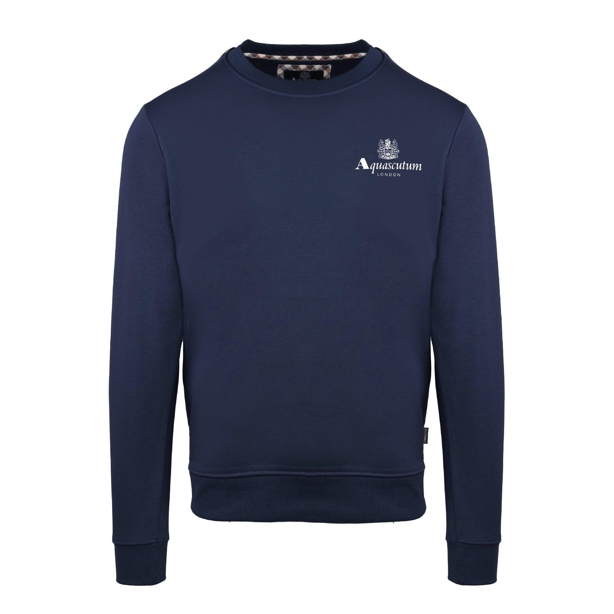 Aquascutum Men's Round Neck Crew Sweatshirt - Navy - Large